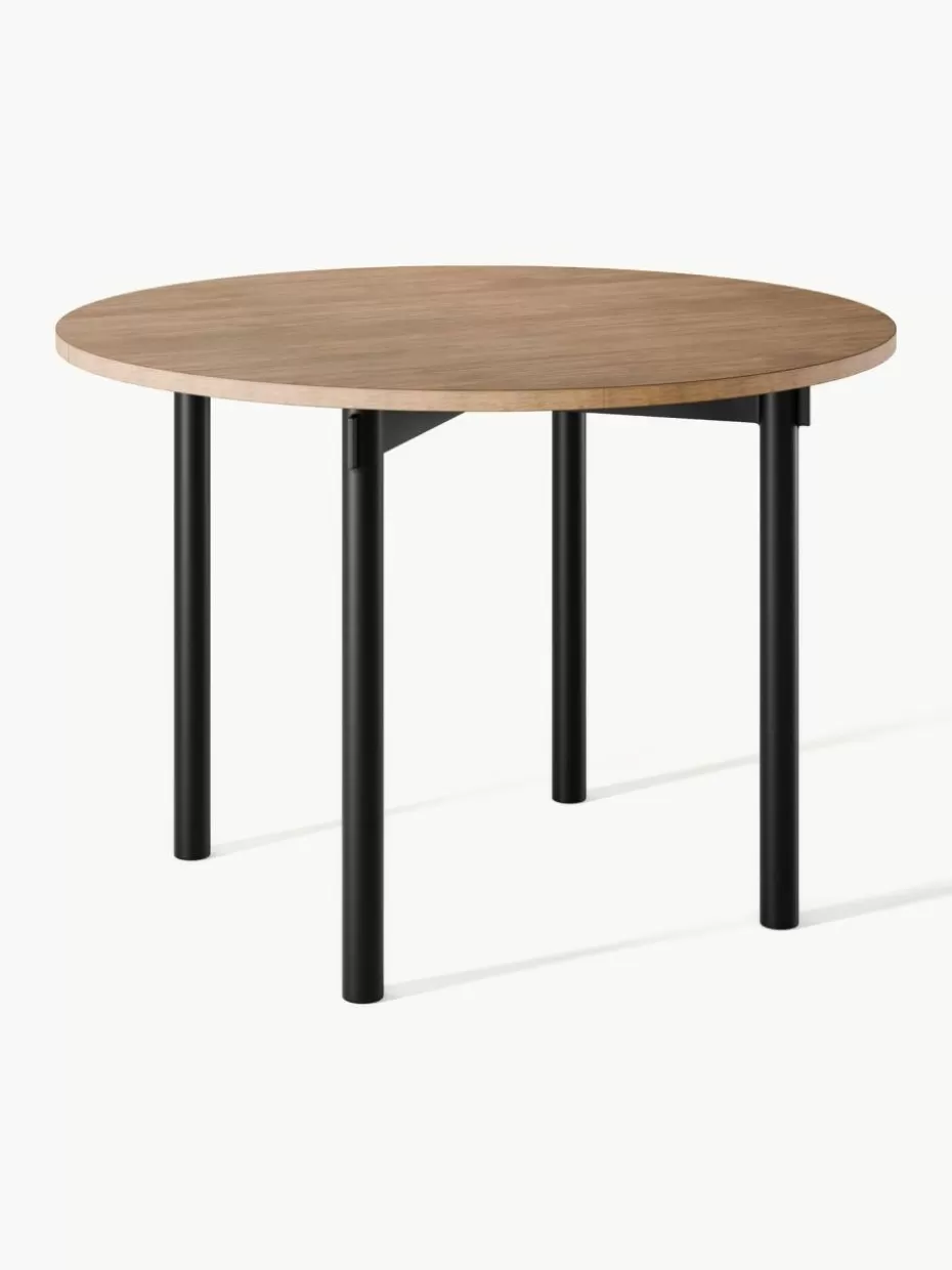 Esstische-Westwing Collection Runder Esstisch Mavi, Ø 110 cm Eichenholz, Schwarz