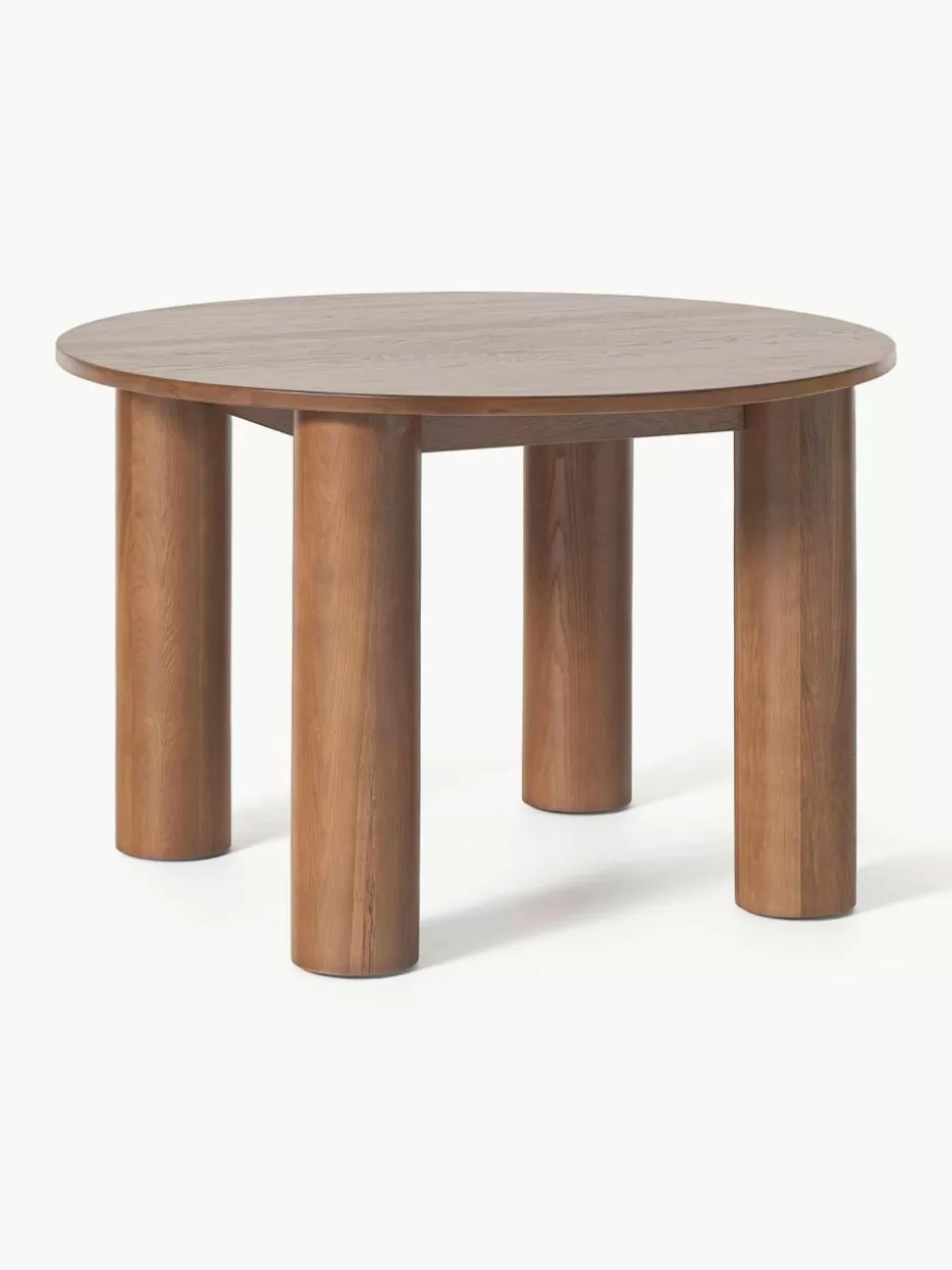 Esstische-Westwing Collection Runder Esstisch Ohana aus Eichenholz, Ø 120 cm Eichenholz, dunkel geölt
