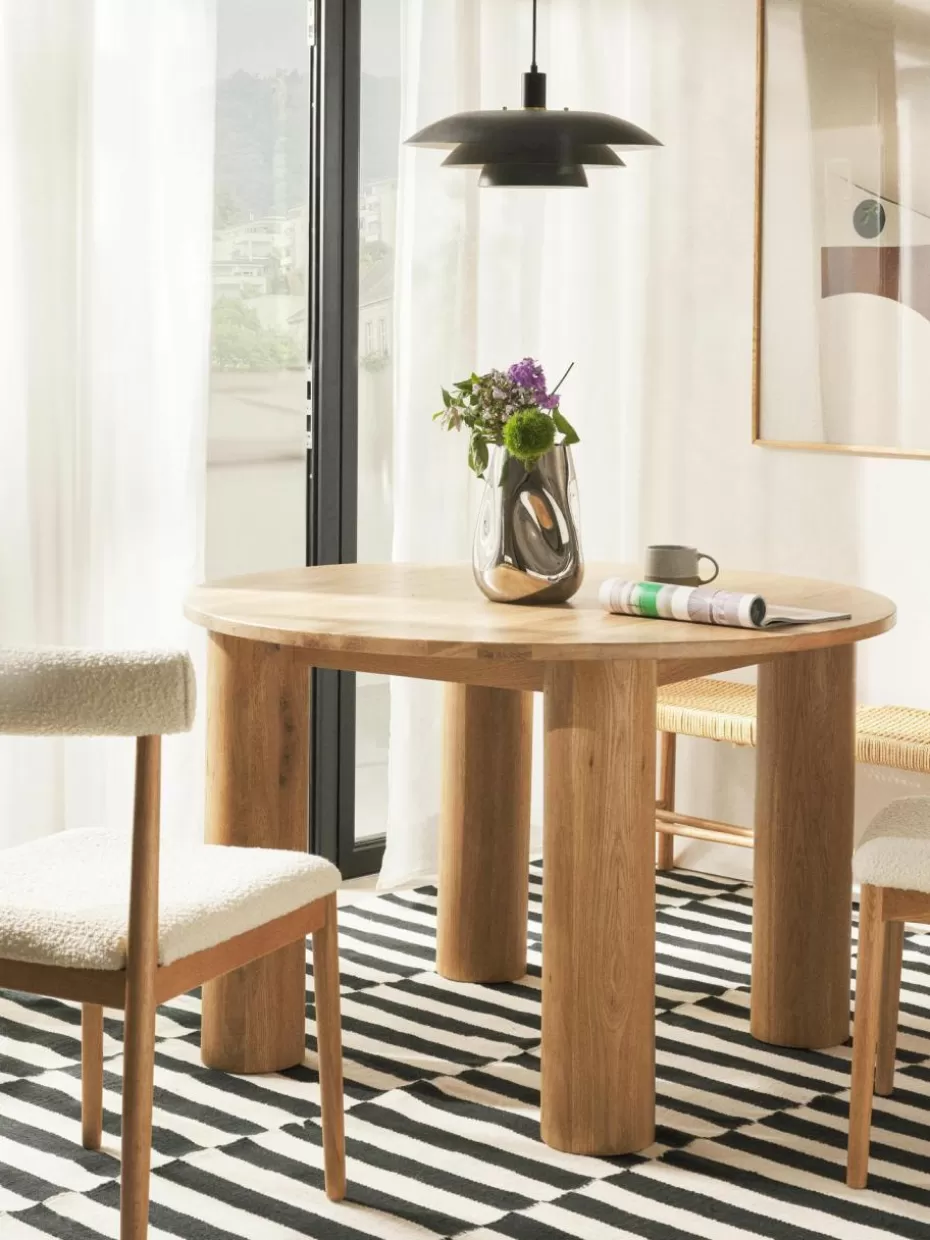 Esstische-Westwing Collection Runder Esstisch Ohana aus Eichenholz, Ø 120 cm Helles Eichenholz
