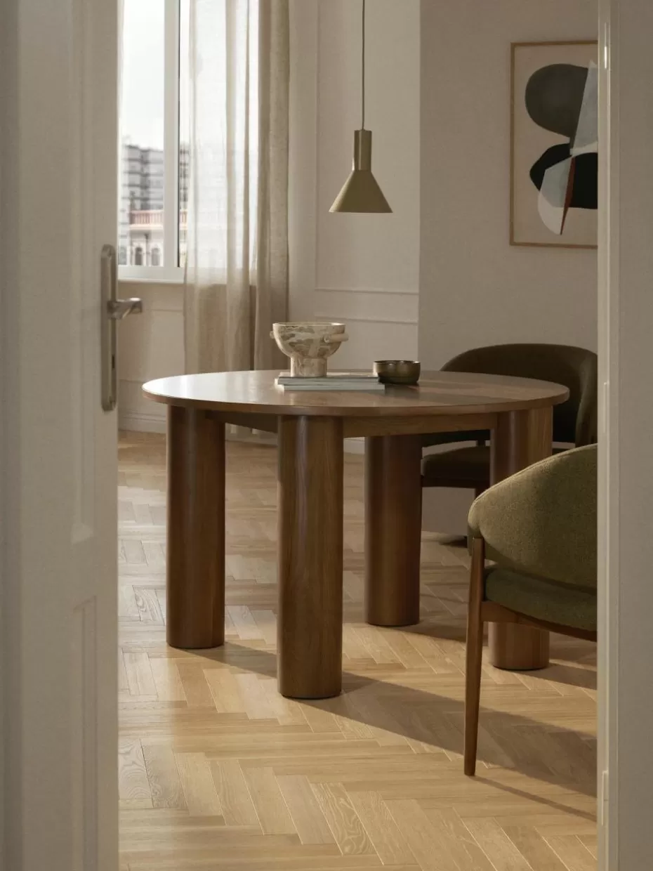 Esstische-Westwing Collection Runder Esstisch Ohana aus Eichenholz, Ø 120 cm Eichenholz, dunkel geölt