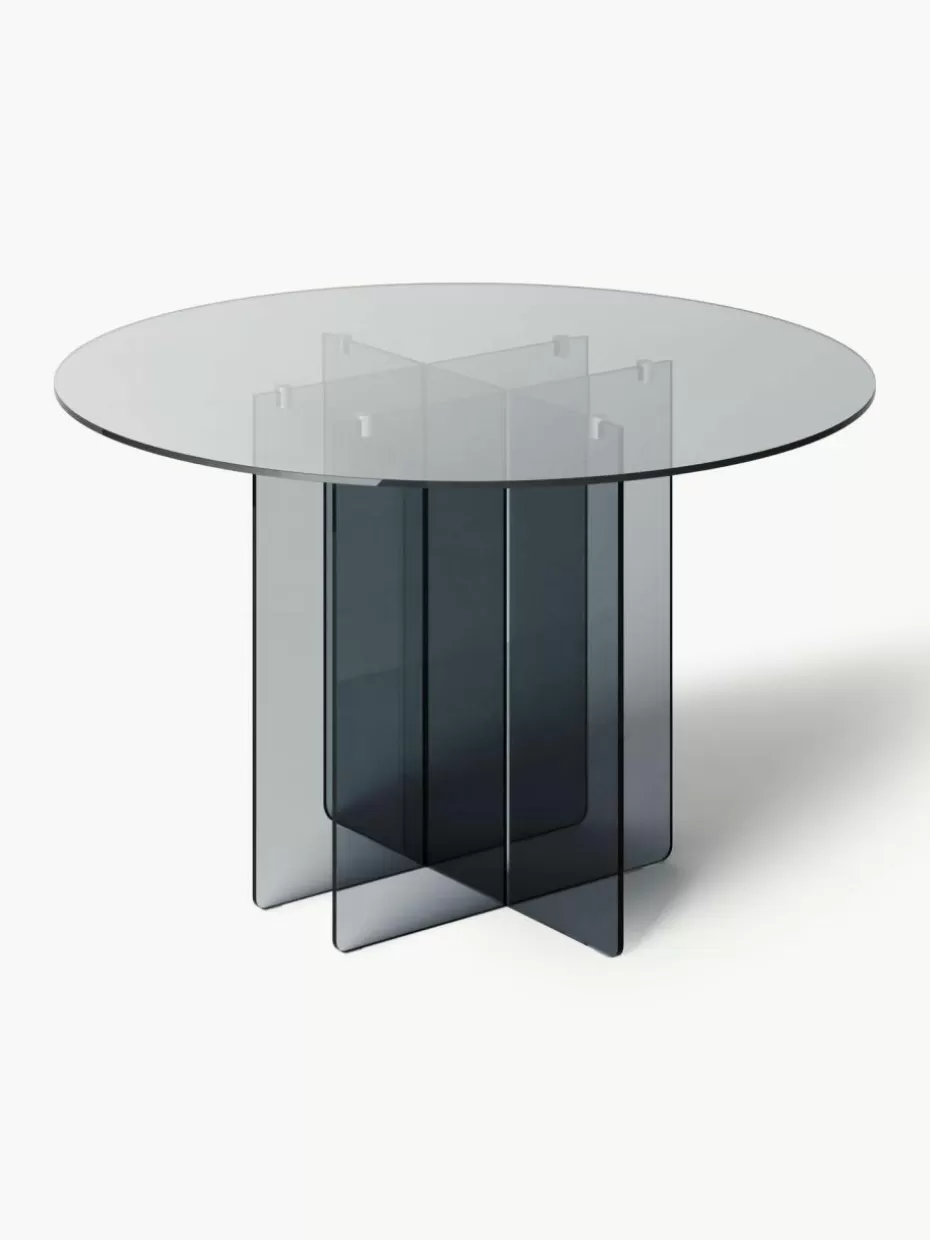 Esstische-Westwing Collection Runder Glas-Esstisch Anouk, Ø 120 cm Grau, transparent