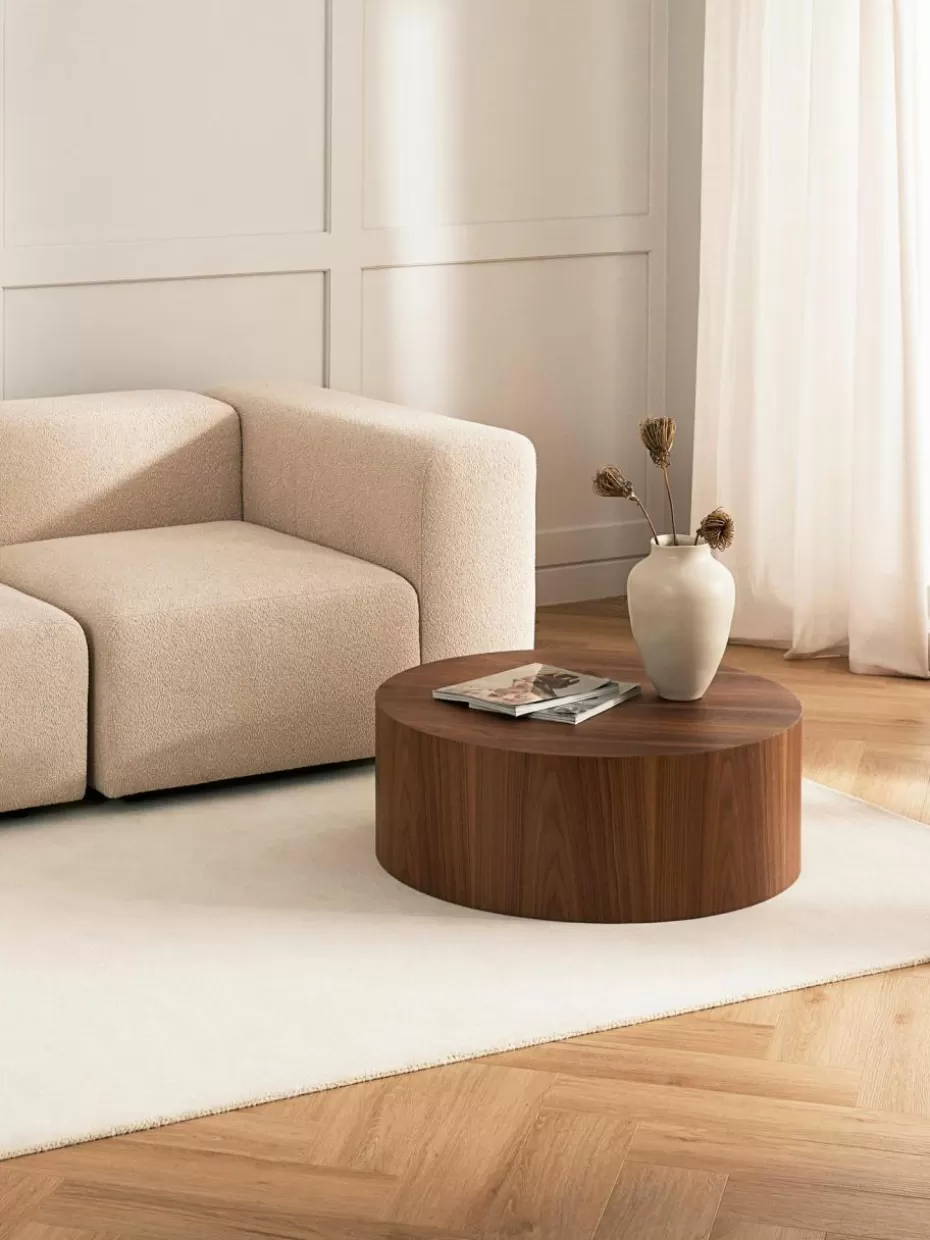 Couchtische-Westwing Collection Runder Holz-Couchtisch Dan Walnussholz