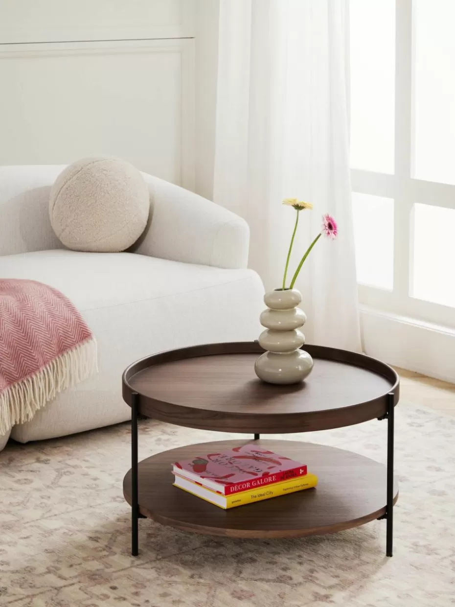 Couchtische-Westwing Collection Runder Holz-Couchtisch Renee Walnussholz