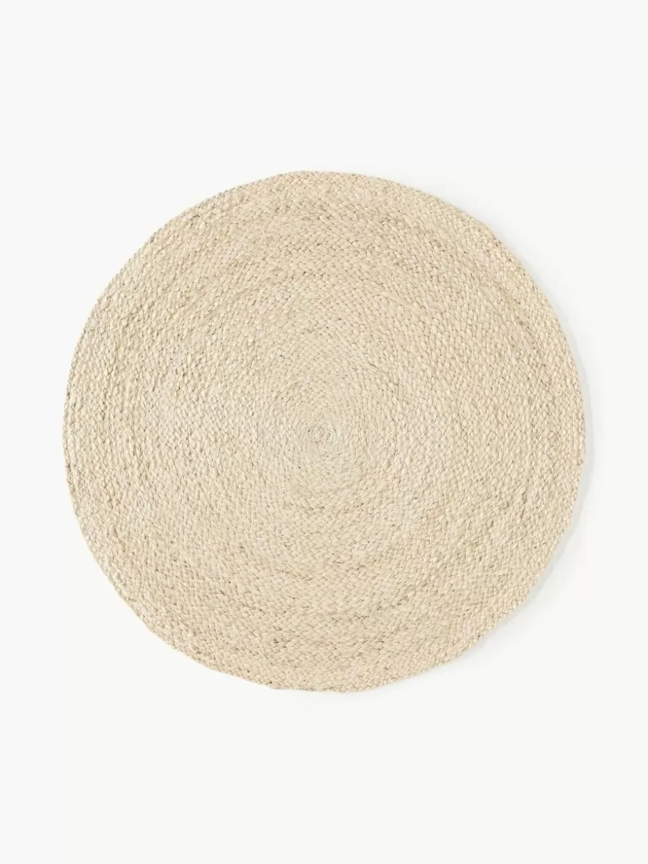Runde Teppiche-Westwing Collection Runder Jute-Teppich Sharmila, handgefertigt Off White