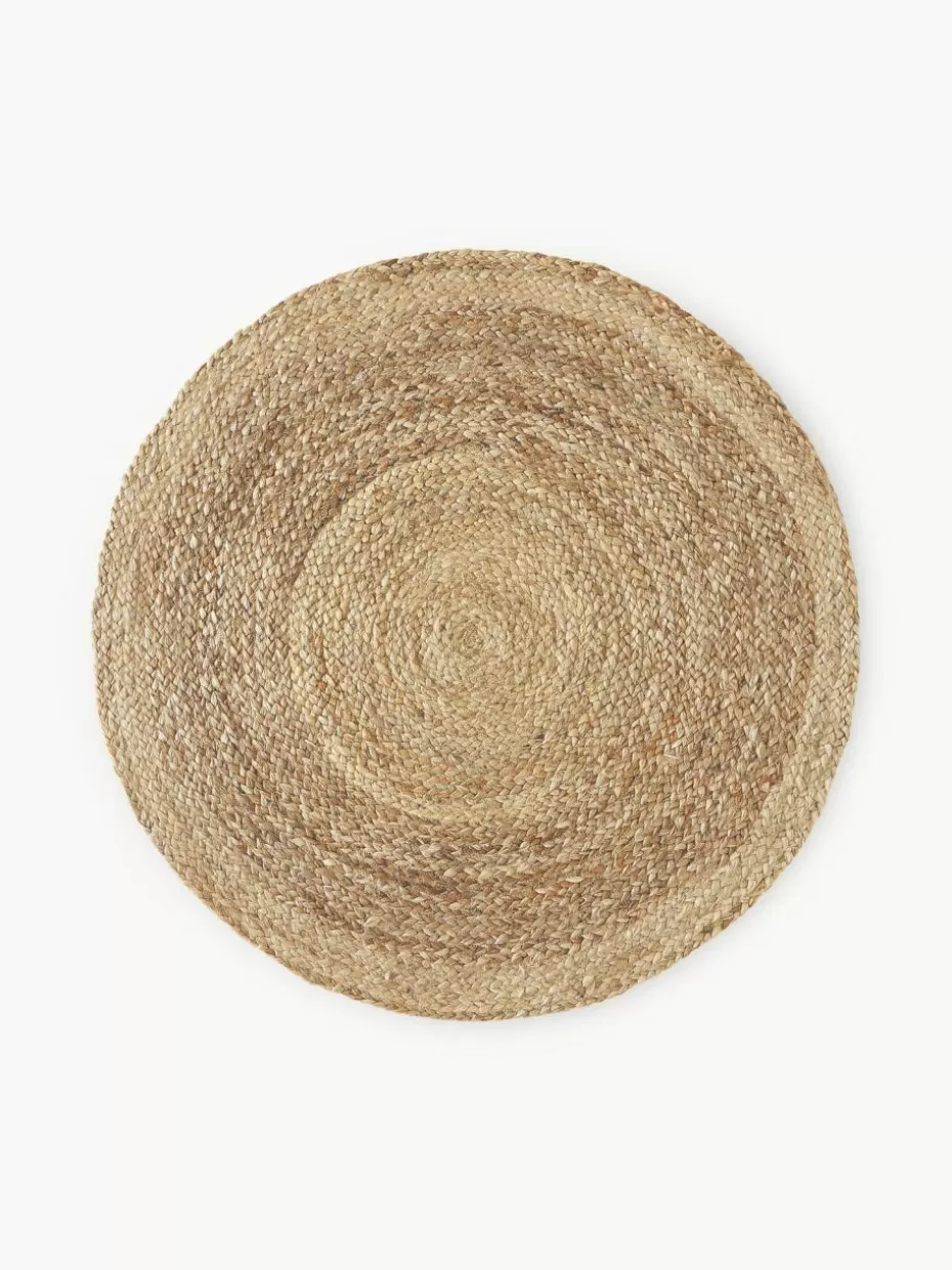 Runde Teppiche-Westwing Collection Runder Jute-Teppich Sharmila, handgefertigt Braun