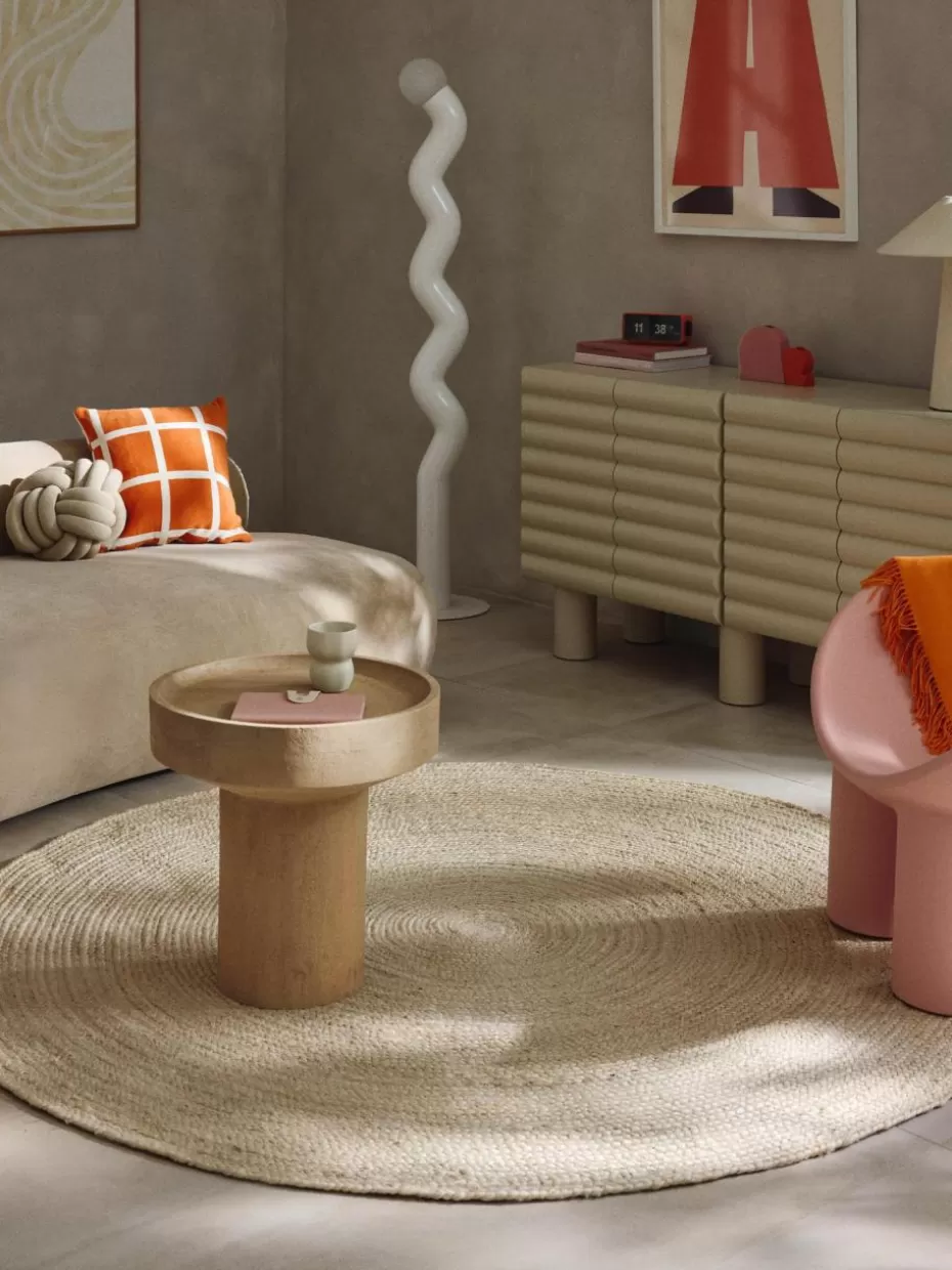 Runde Teppiche-Westwing Collection Runder Jute-Teppich Sharmila, handgefertigt Off White