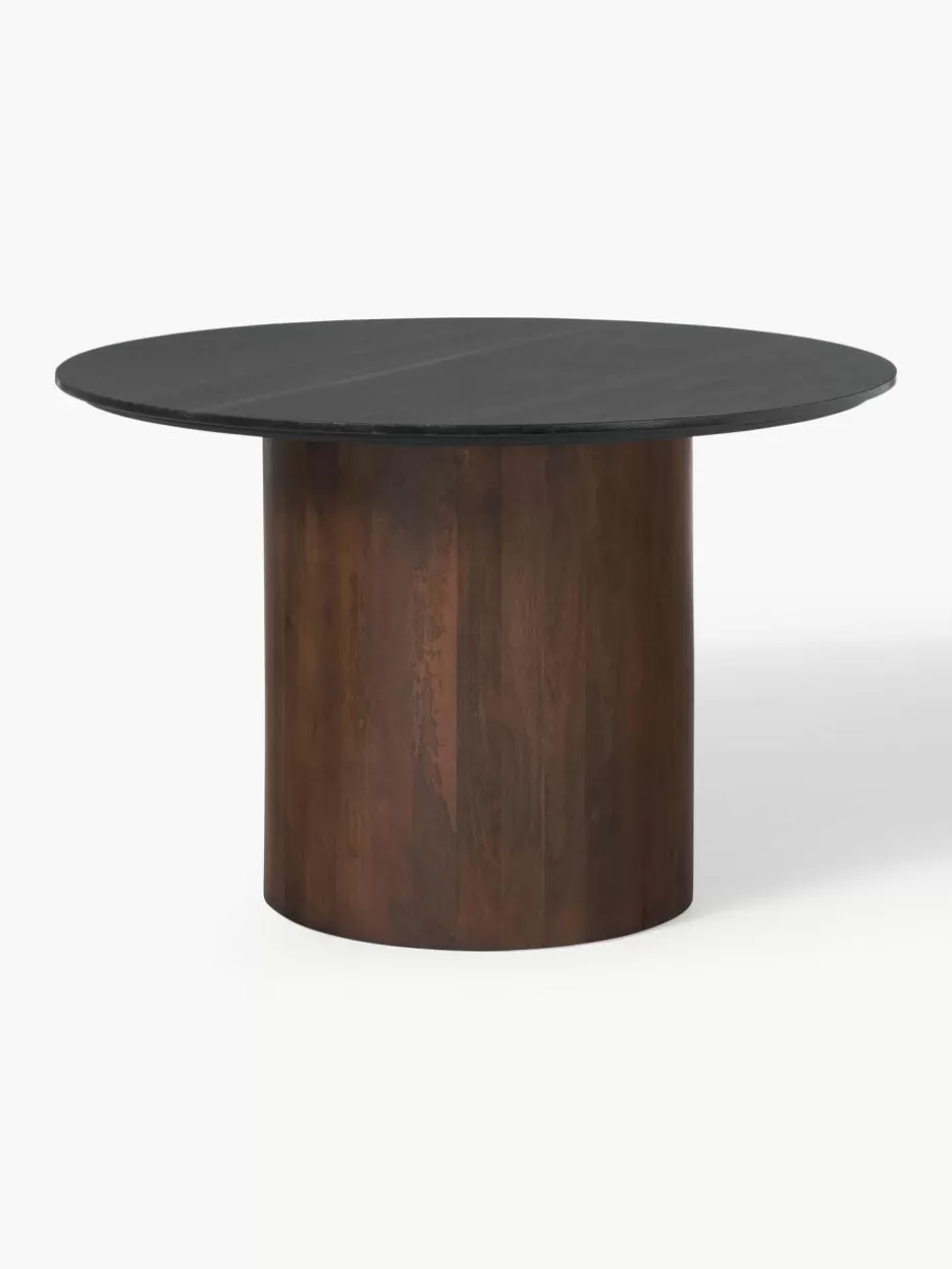 Esstische-Westwing Collection Runder Marmor-Esstisch Abby, Ø 120 cm Schwarz, marmoriert