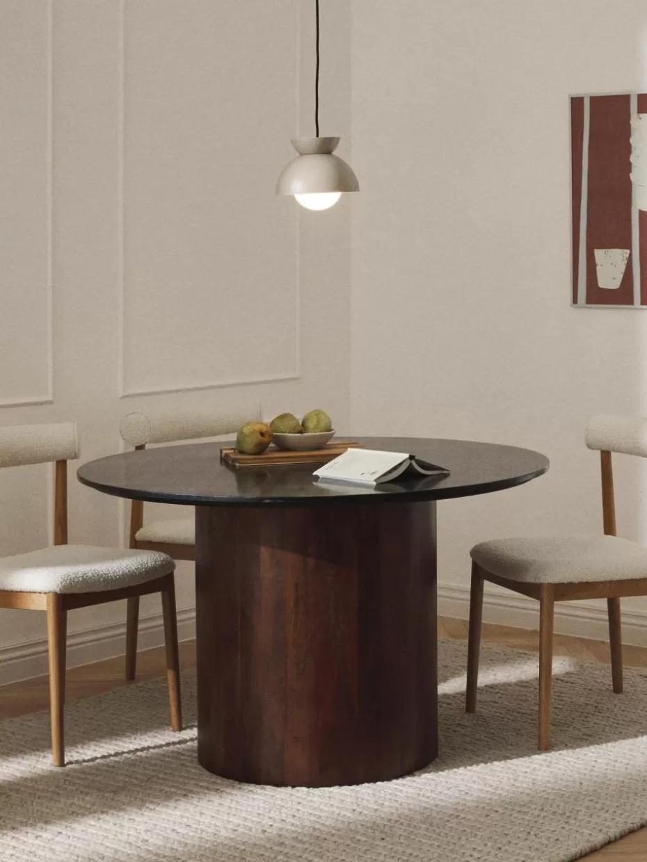Esstische-Westwing Collection Runder Marmor-Esstisch Abby, Ø 120 cm Schwarz, marmoriert