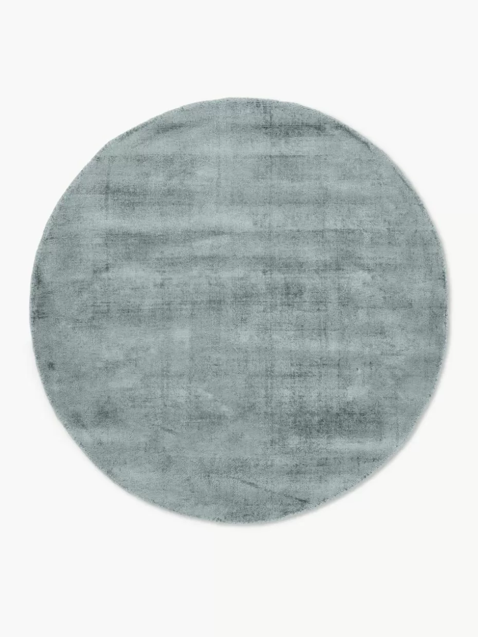 Runde Teppiche-Westwing Collection Runder Viskoseteppich Jane, handgewebt Graublau