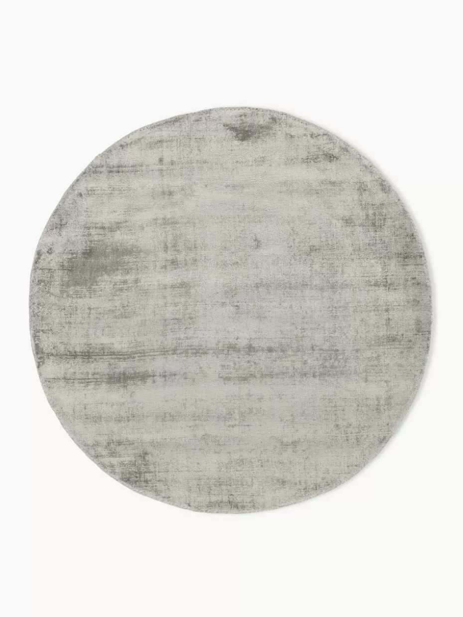 Runde Teppiche-Westwing Collection Runder Viskoseteppich Jane, handgewebt Grau