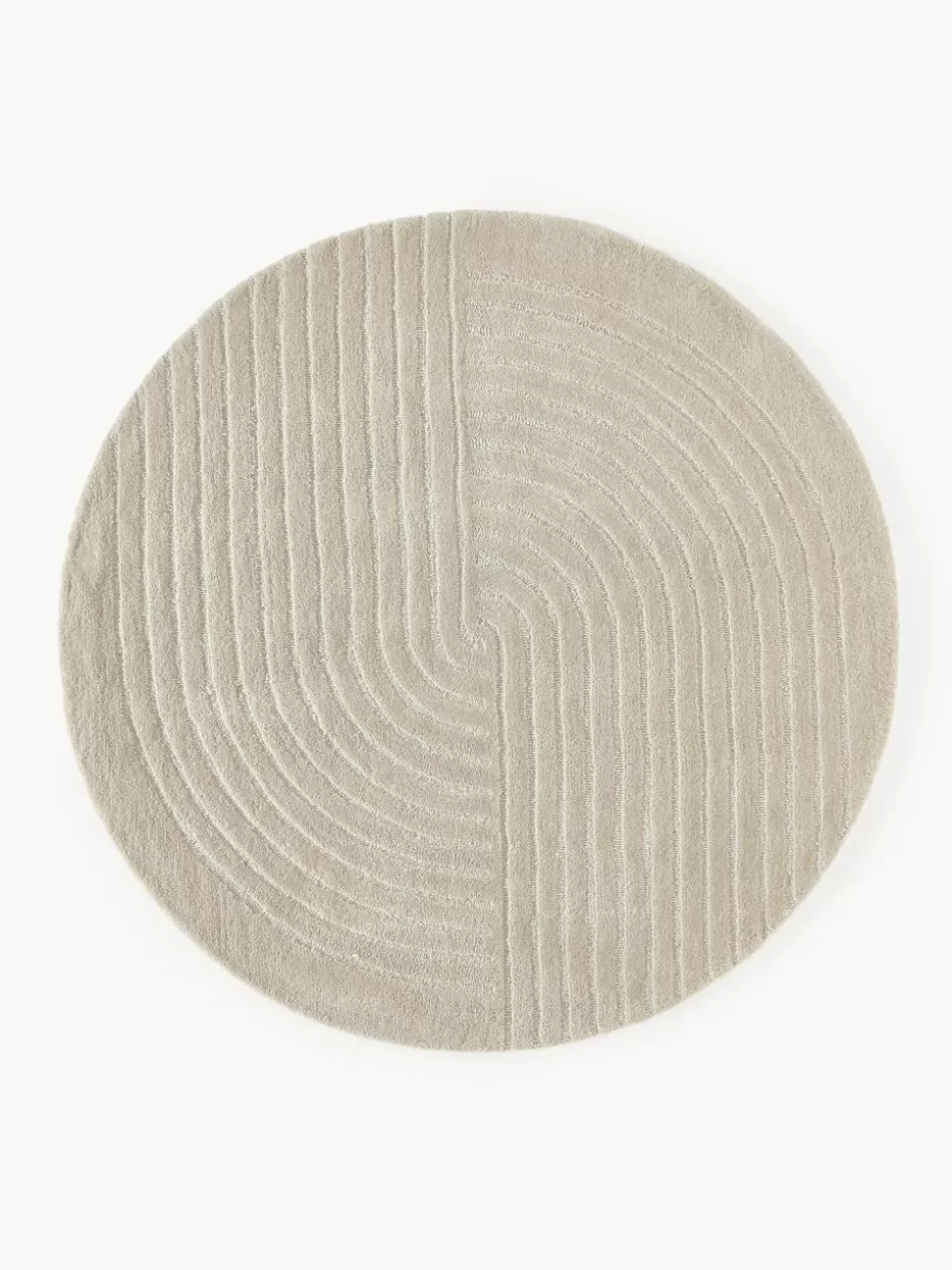 Runde Teppiche-Westwing Collection Runder Wollteppich Mason, handgetuftet Hellgrau
