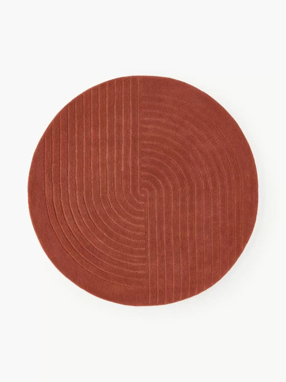 Runde Teppiche-Westwing Collection Runder Wollteppich Mason, handgetuftet Rostrot