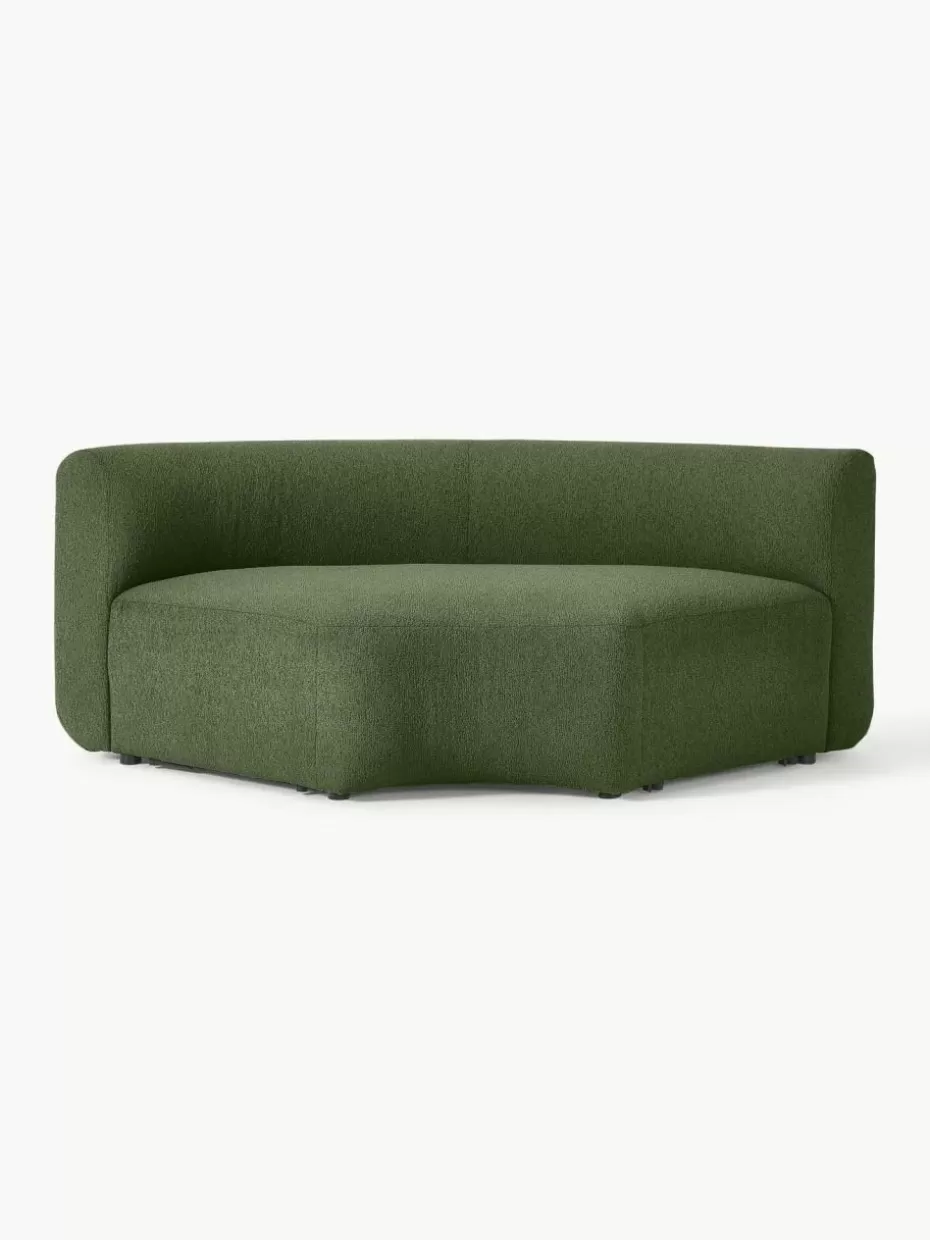 Sofas | Sofaserien-Westwing Collection Rundes Bouclé-Eckmodul Sofia Bouclé Dunkelgrün