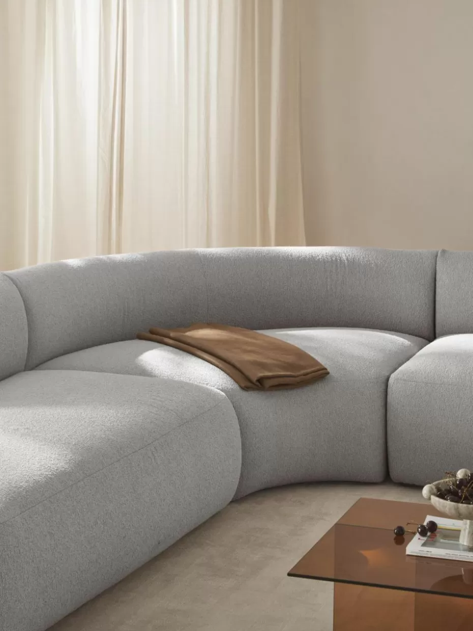 Sofas | Sofaserien-Westwing Collection Rundes Bouclé-Eckmodul Sofia Bouclé Hellgrau