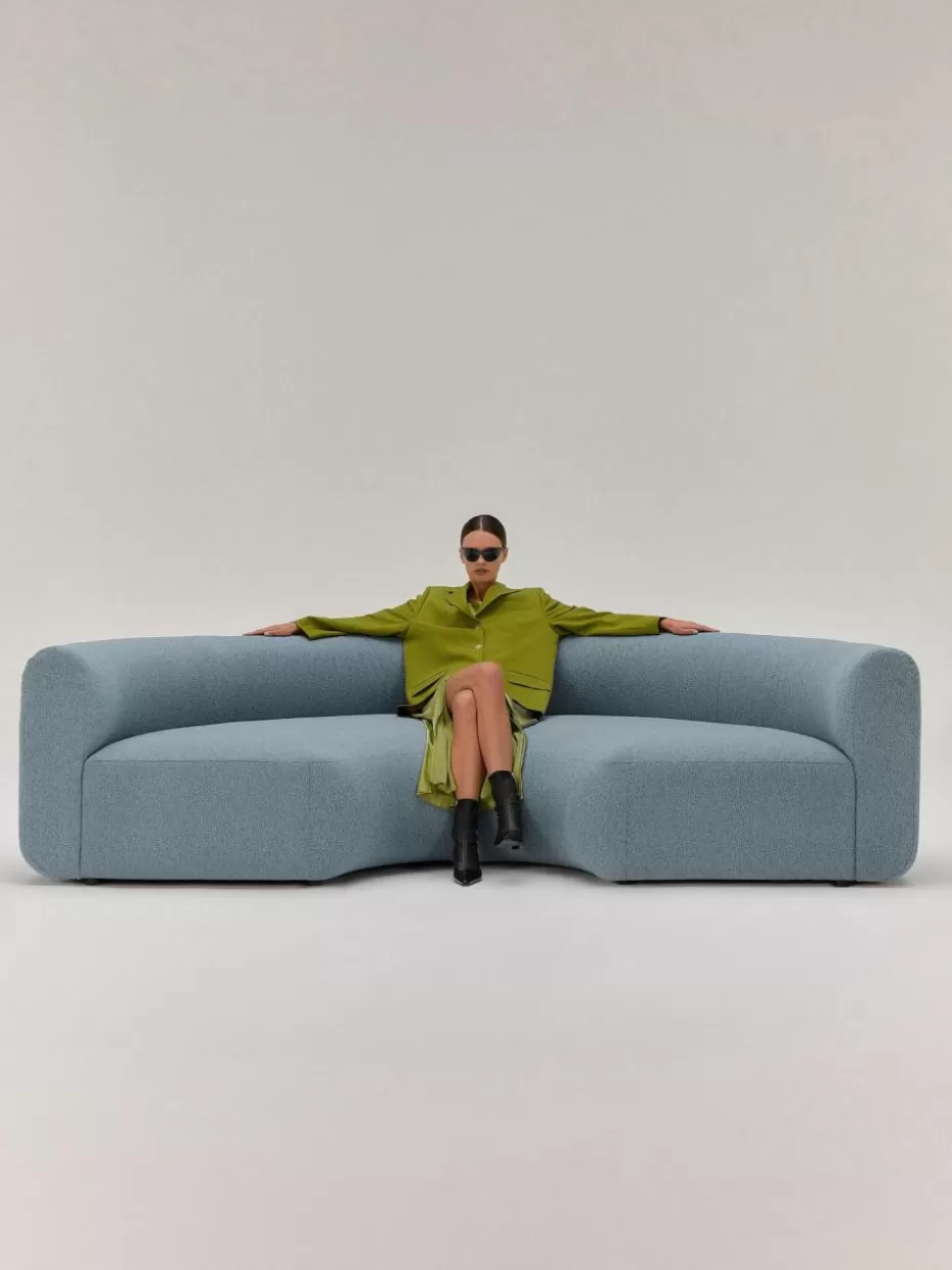 Sofas | Sofaserien-Westwing Collection Rundes Bouclé-Eckmodul Sofia Bouclé Blau