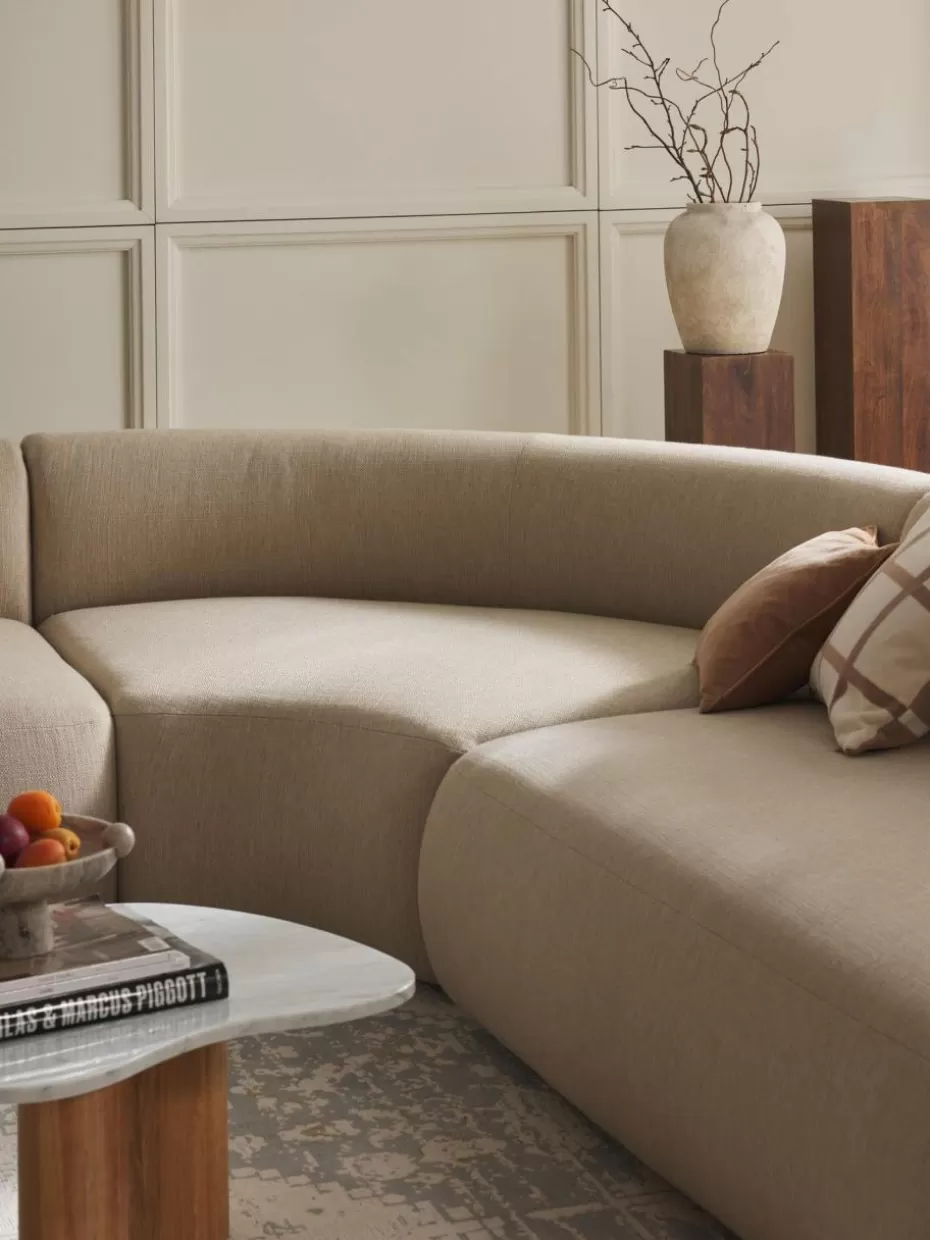 Sofas | Sofaserien-Westwing Collection Rundes Eckmodul Sofia Webstoff Hellbeige
