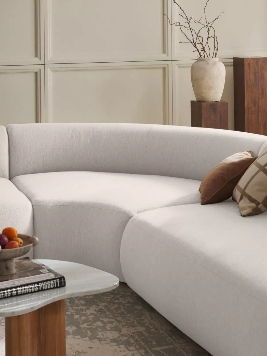 Sofas | Sofaserien-Westwing Collection Rundes Eckmodul Sofia Webstoff Cremeweiß