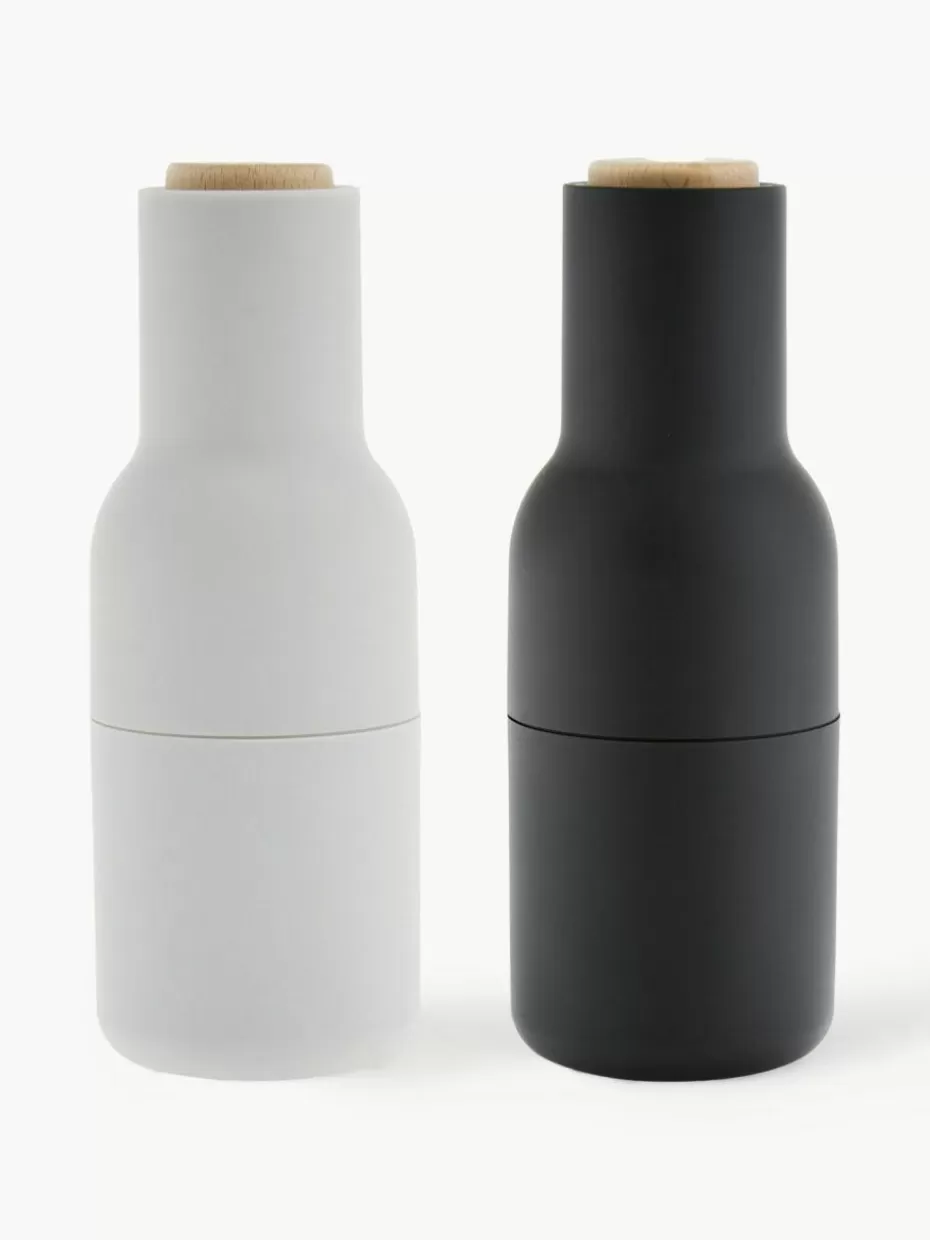 Gewürzmühlen-Audo Copenhagen Salz- & Pfeffermühle Bottle Grinder mit Buchenholzdeckel, 2er-Set Anthrazit, Weiß, Buchenholz