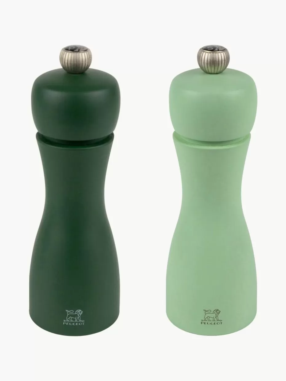 Gewürzmühlen-Peugeot Saveurs Salz- & Pfeffermühle Tahiti, 2er-Set Dunkelgrün, Mintgrün