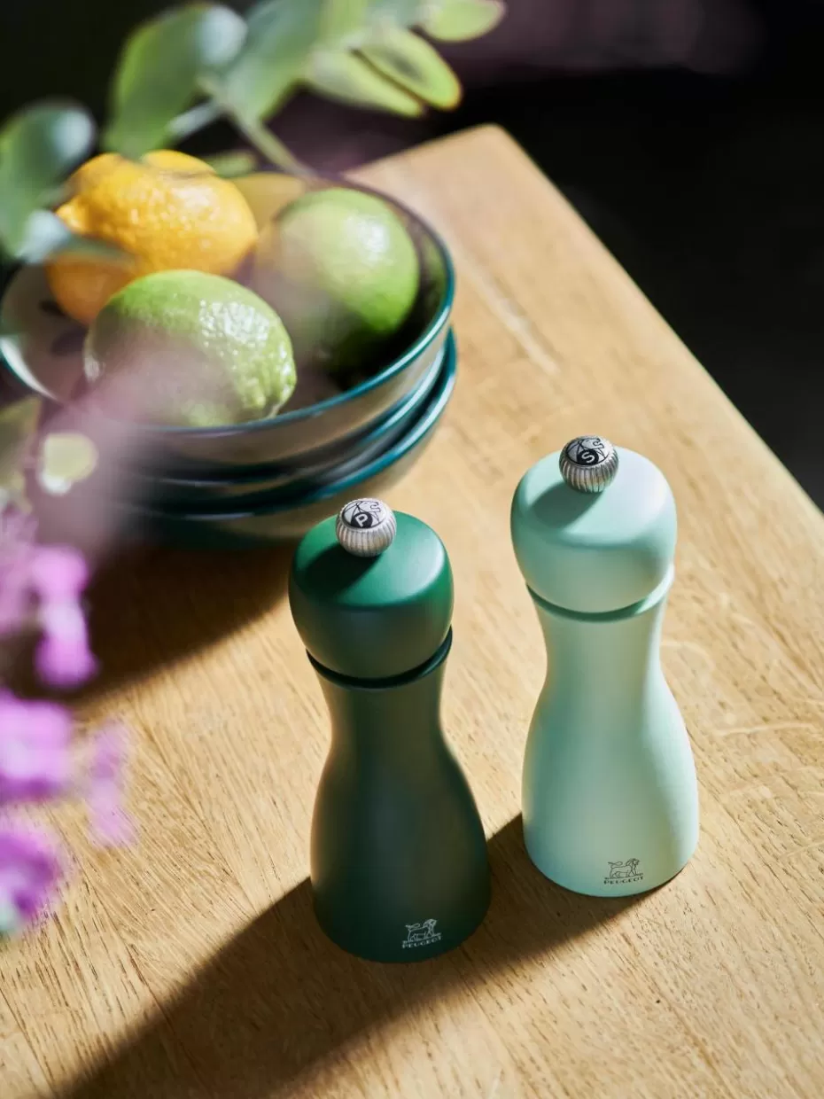 Gewürzmühlen-Peugeot Saveurs Salz- & Pfeffermühle Tahiti, 2er-Set Dunkelgrün, Mintgrün