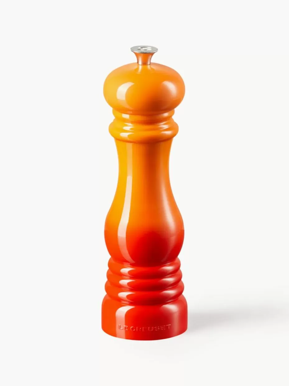 Gewürzmühlen-Le Creuset Salzmüh mit Keramikmahlwerk Orangetöne glänzend, Silberfarben