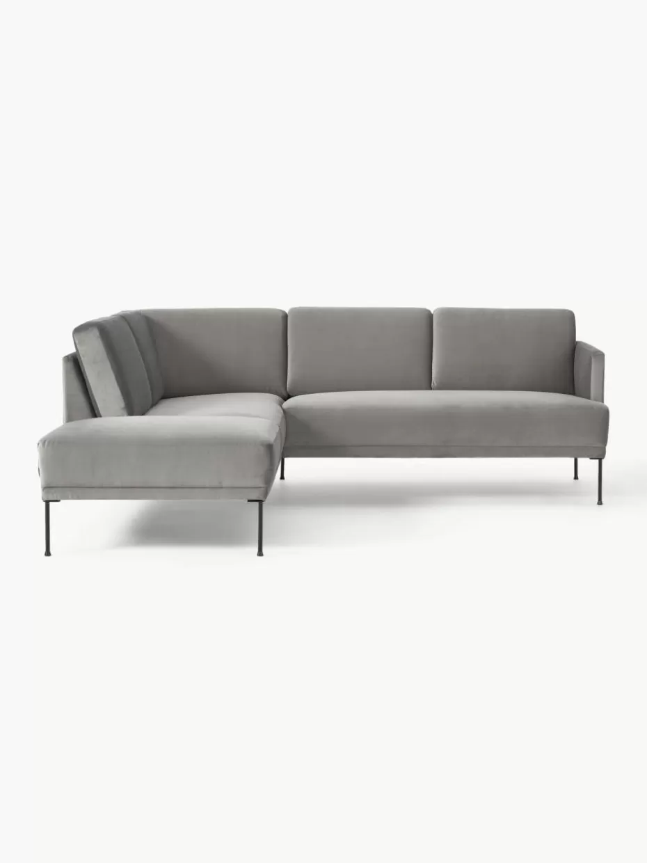 Sofas | Sofaserien-Westwing Collection Samt-Ecksofa Fluente Samt Grau