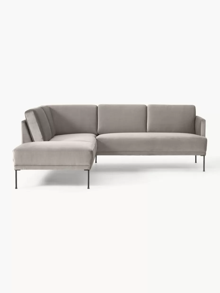 Sofas | Sofaserien-Westwing Collection Samt-Ecksofa Fluente Samt Greige