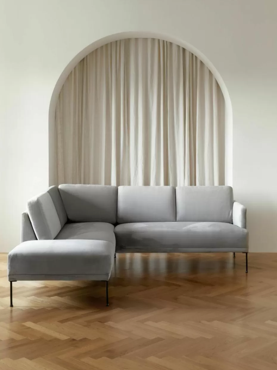Sofas | Sofaserien-Westwing Collection Samt-Ecksofa Fluente Samt Grau