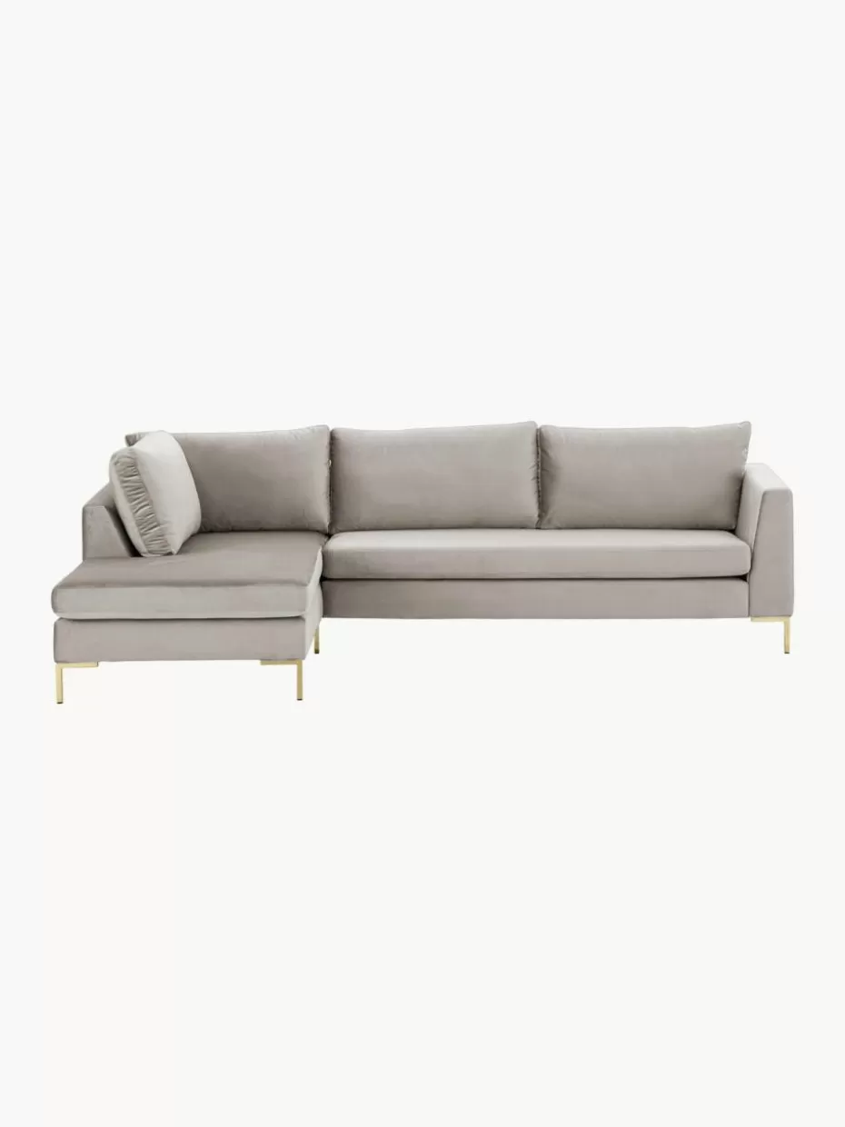 Sofas | Sofaserien-Westwing Collection Samt-Ecksofa Luna Samt Greige