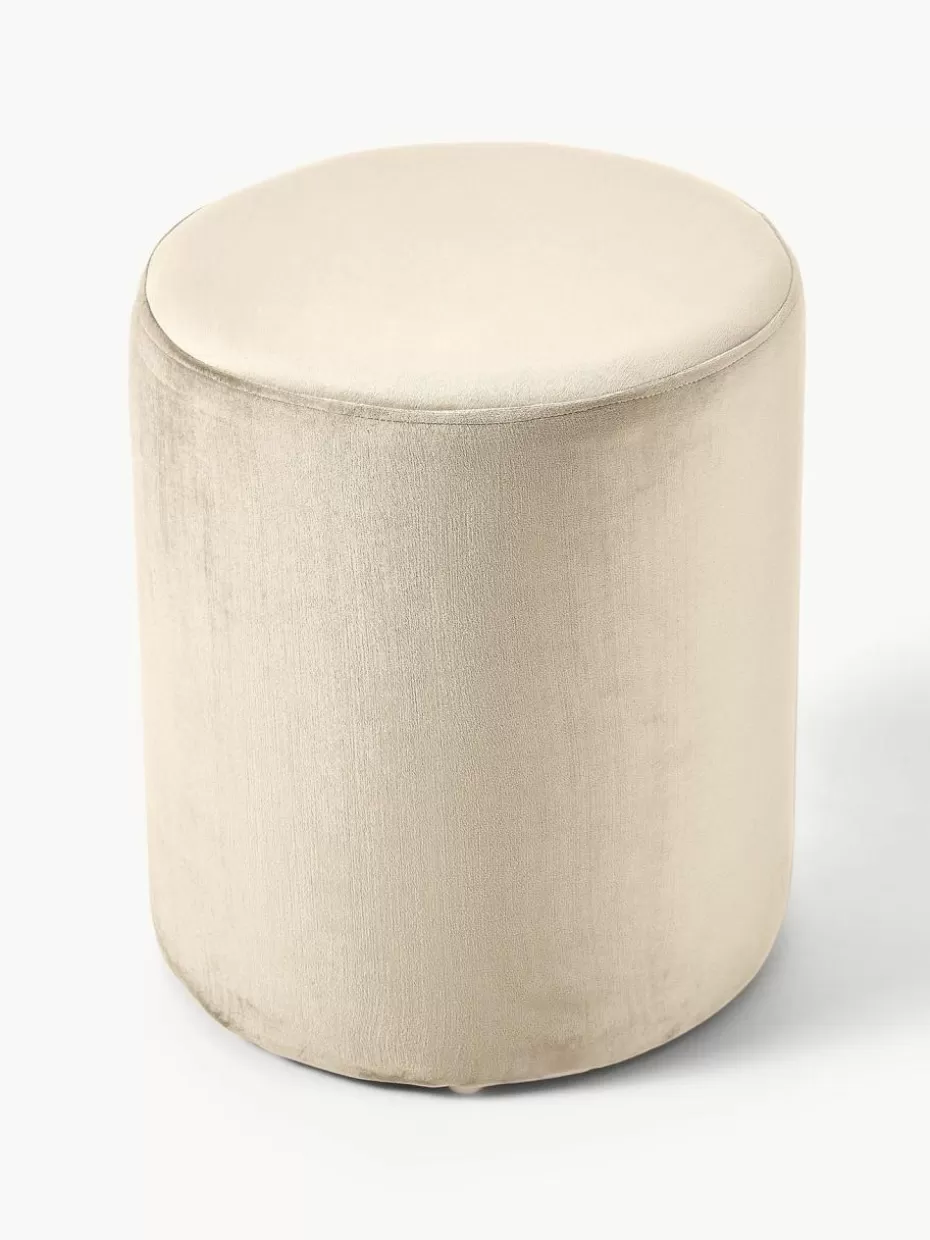 Flur Hocker | Hocker-Westwing Collection Samt-Hocker Daisy Samt Hellbeige