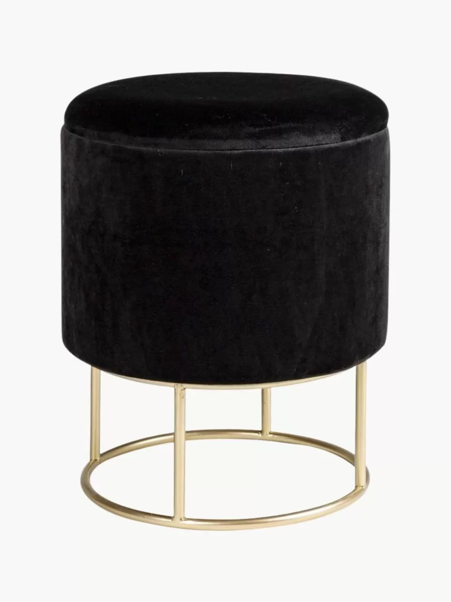 Hocker-Bizzotto Samt-Hocker Polina mit Stauraum Samt Schwarz