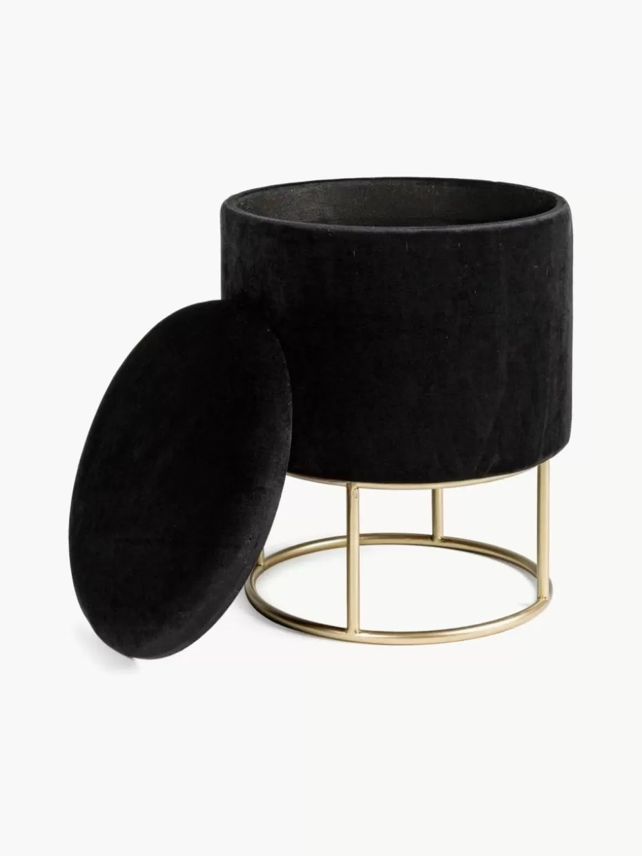 Hocker-Bizzotto Samt-Hocker Polina mit Stauraum Samt Schwarz