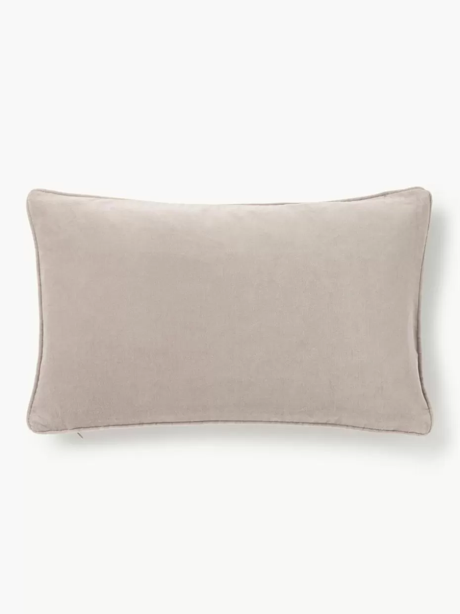 Dekokissen-Westwing Collection Samt-Kissenhülle Dana Hellbeige