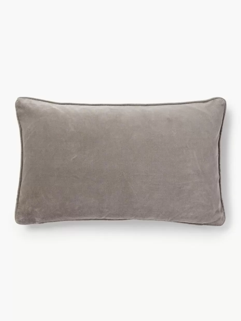 Dekokissen-Westwing Collection Samt-Kissenhülle Dana Taupe