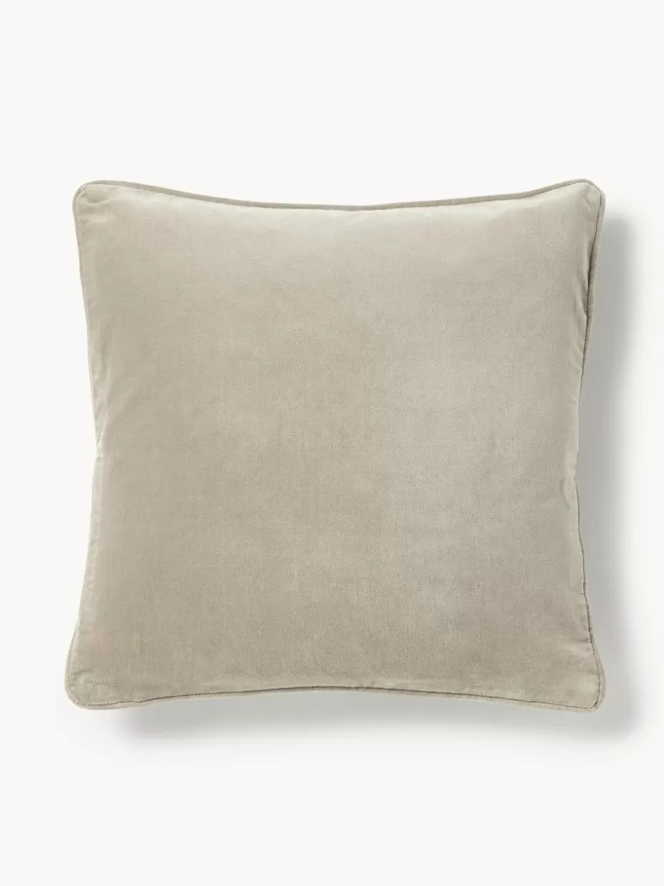 Dekokissen-Westwing Collection Samt-Kissenhülle Dana Hellbeige