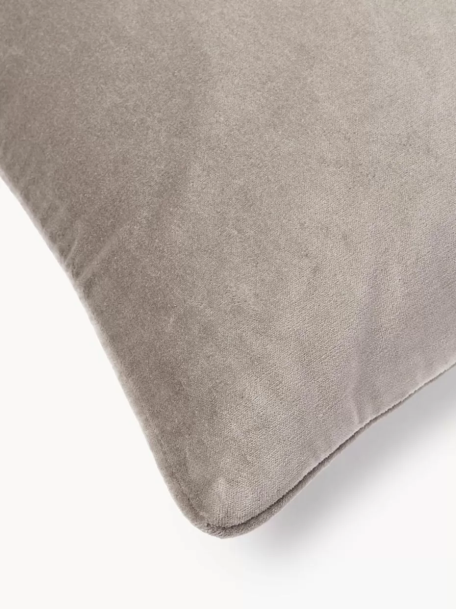 Dekokissen-Westwing Collection Samt-Kissenhülle Dana Taupe