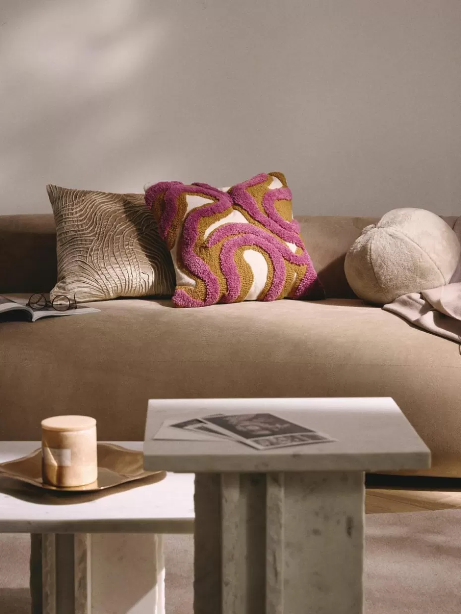 Dekokissen-Westwing Collection Samt-Kissenhülle Nisha mit Strukturmuster Beige
