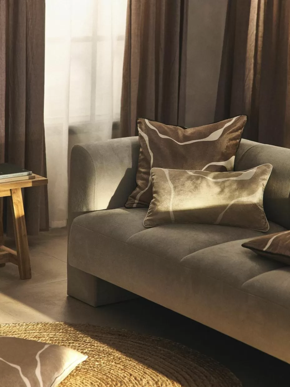 Dekokissen-Westwing Collection Samt-Kissenhülle Seraphina Taupe, Weiß