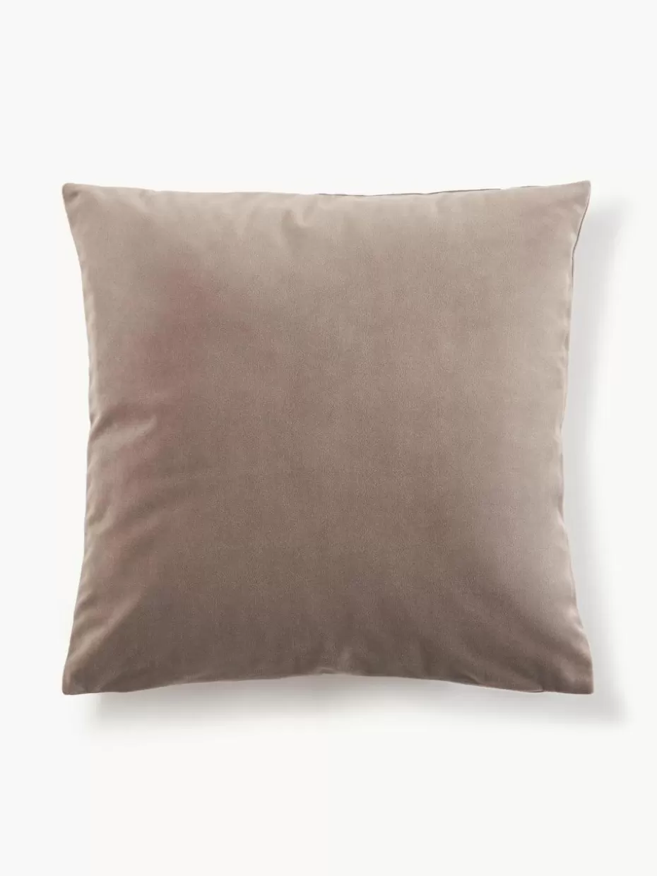 Dekokissen-Westwing Collection Samt-Kissenhüllen Rush, 2 Stück Taupe