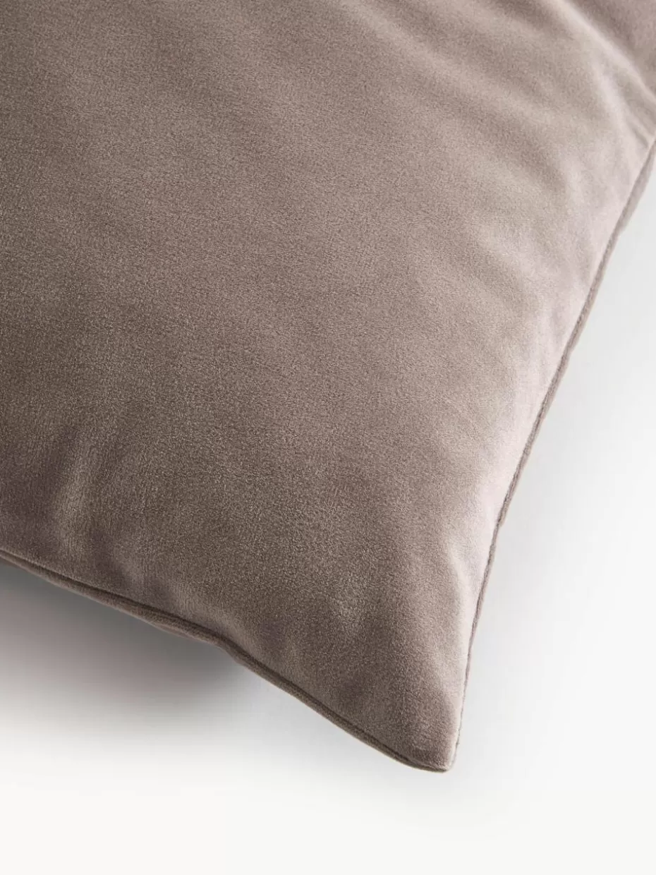 Dekokissen-Westwing Collection Samt-Kissenhüllen Rush, 2 Stück Taupe