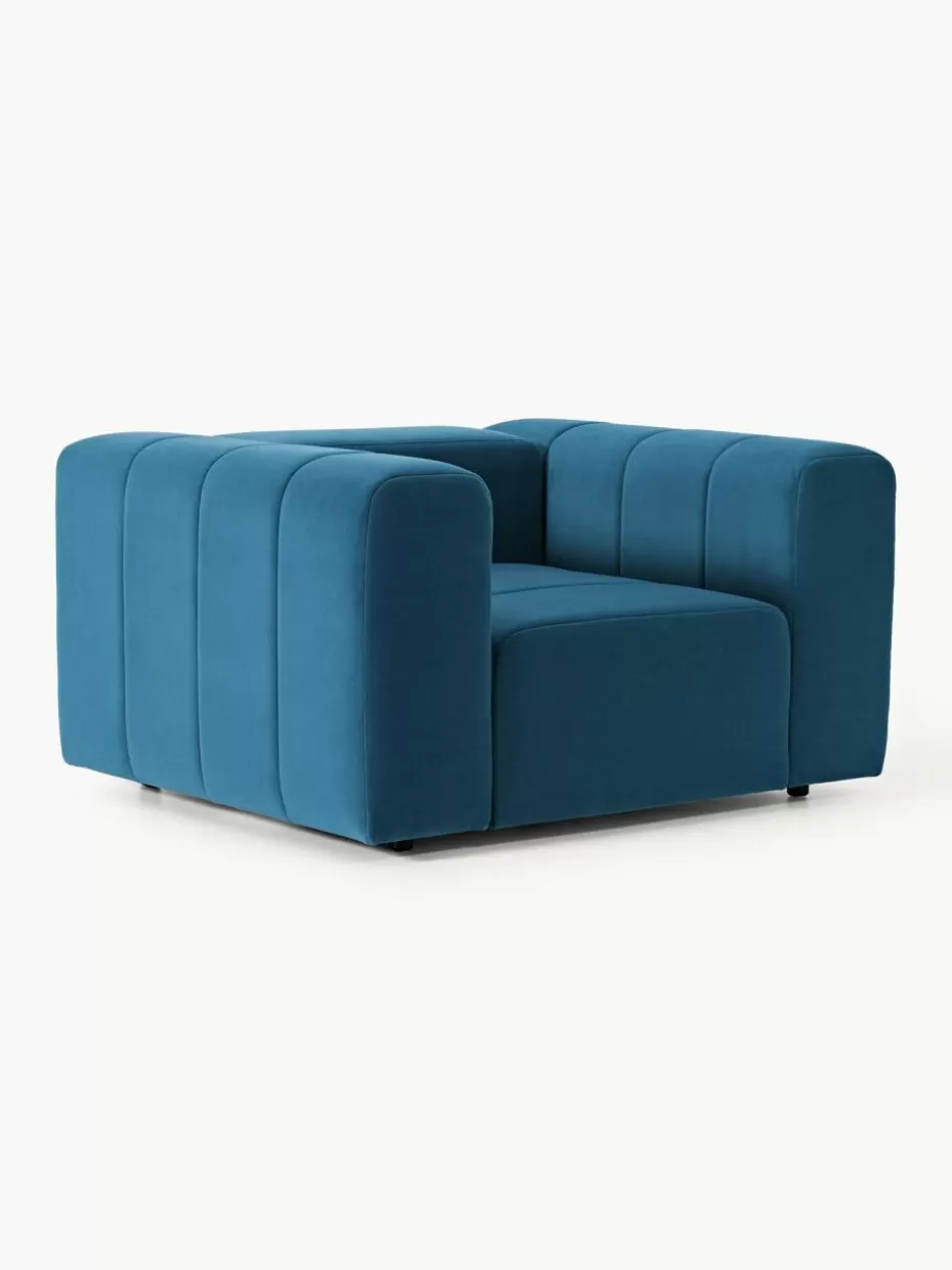 Sessel | Sofaserien-Westwing Collection Samt-Loungesessel Lena Samt Petrol
