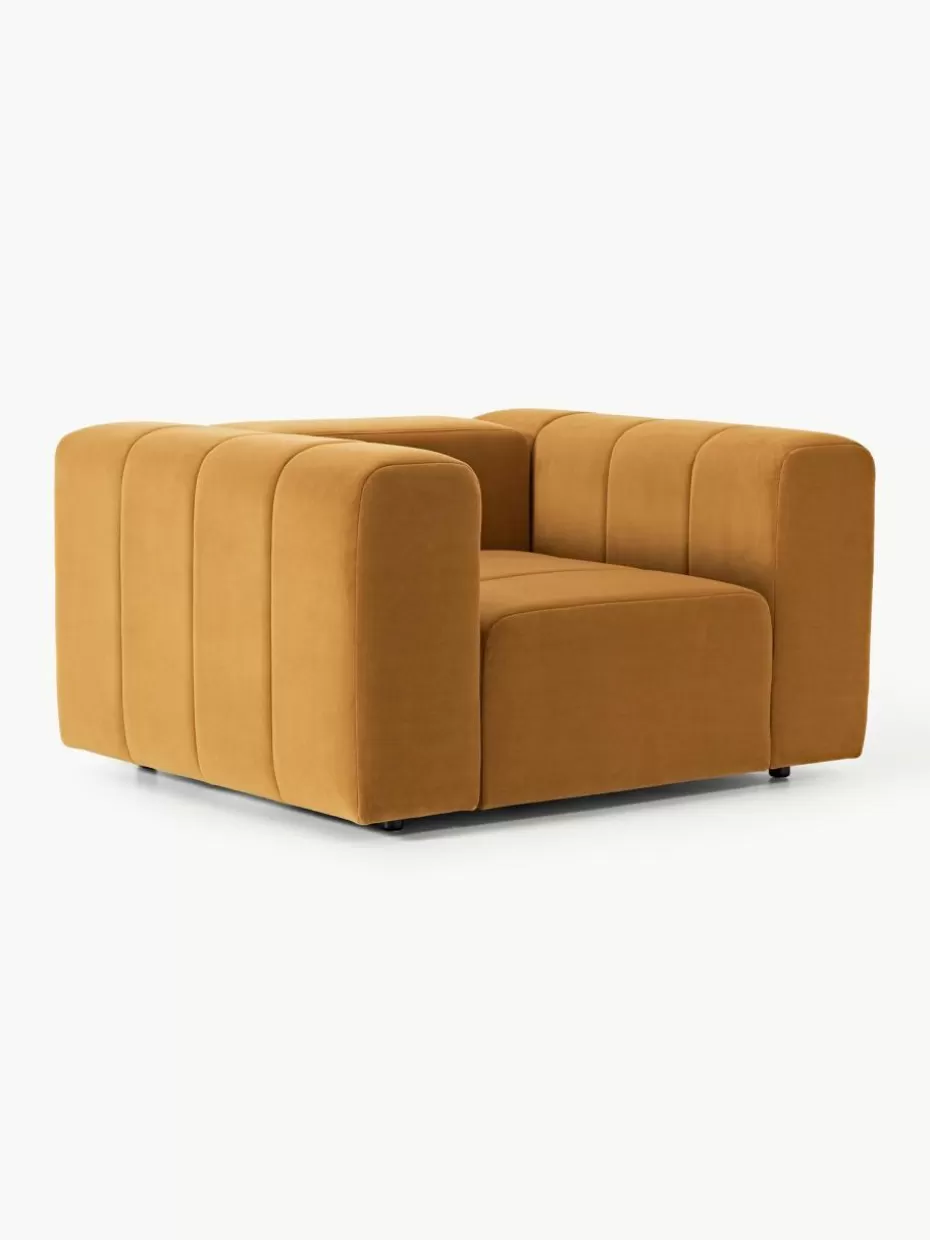 Sessel | Sofaserien-Westwing Collection Samt-Loungesessel Lena Samt Ocker