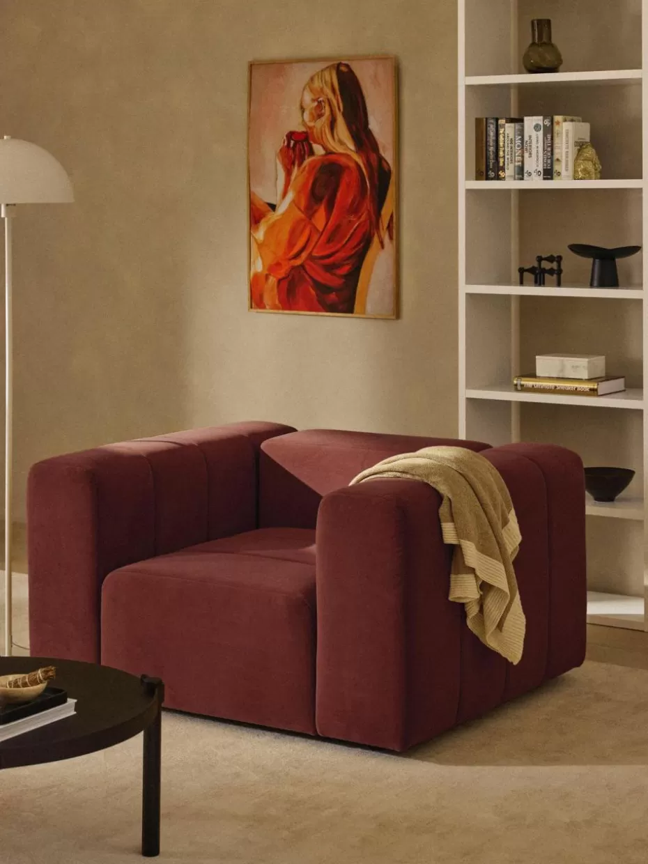 Sessel | Sofaserien-Westwing Collection Samt-Loungesessel Lena Samt Weinrot