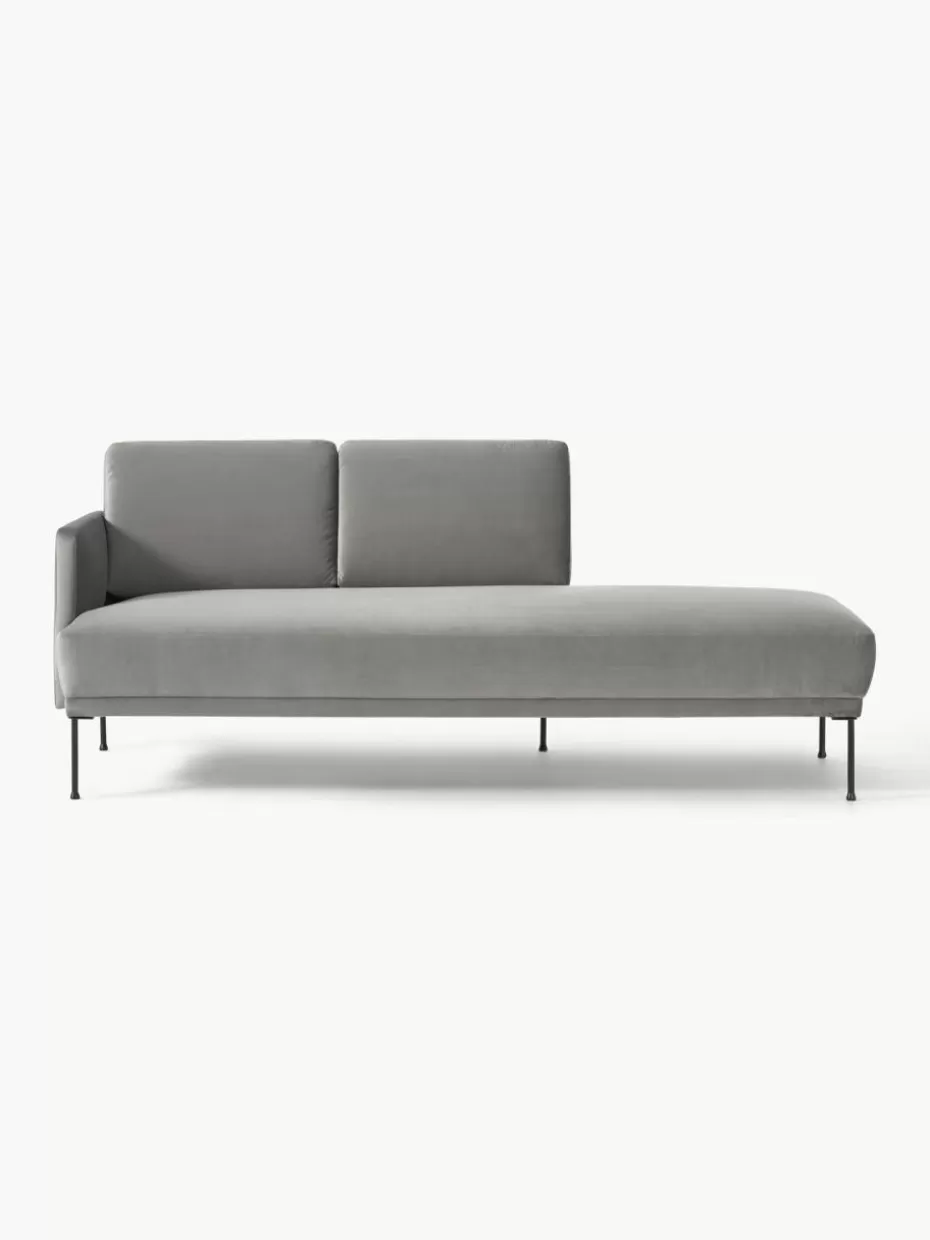 Sofas | Sofaserien-Westwing Collection Samt-Ottomane Fluente Samt Grau
