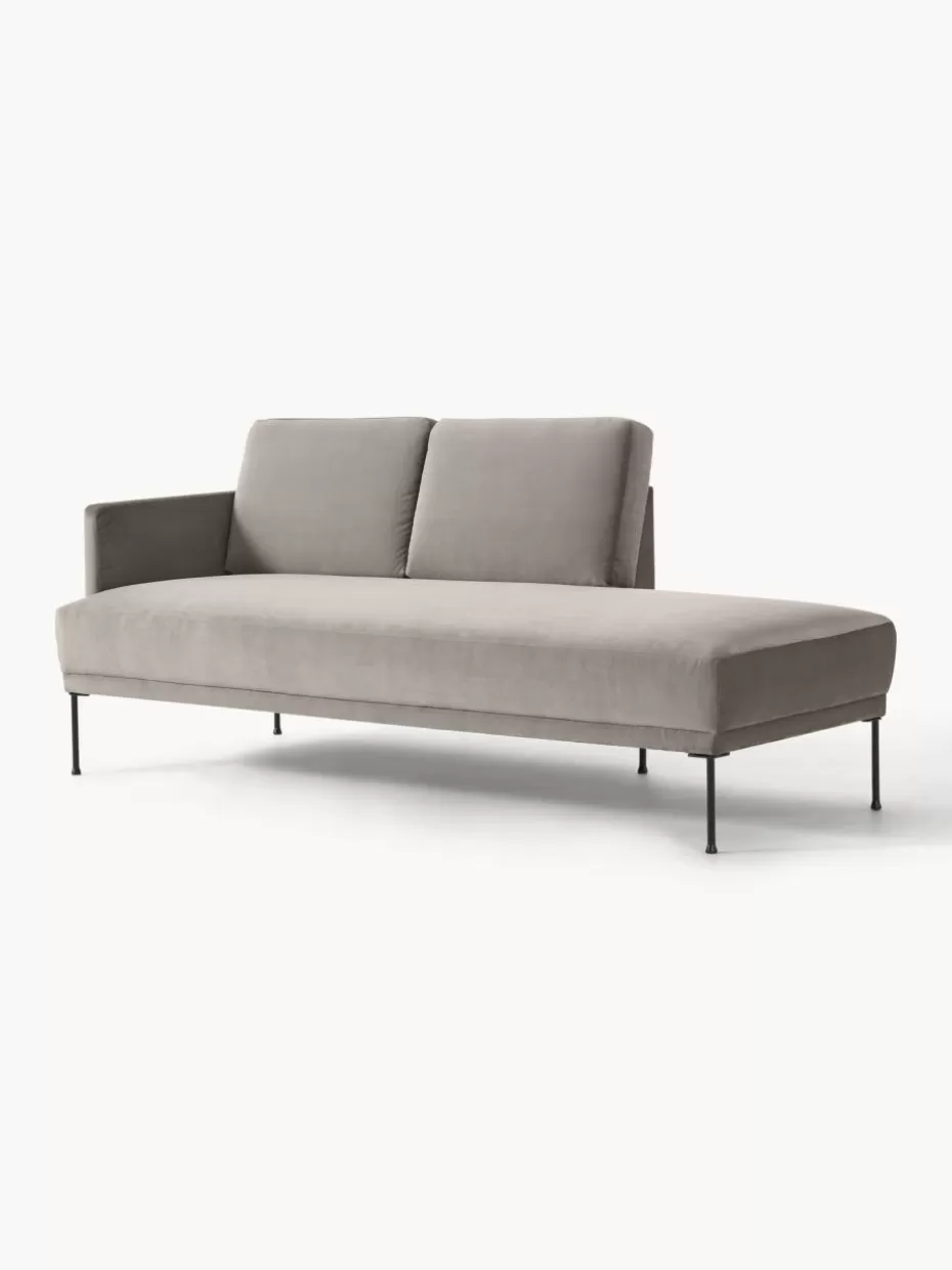 Sofas | Sofaserien-Westwing Collection Samt-Ottomane Fluente Samt Greige