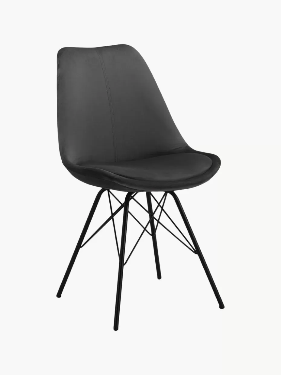 Stühle-Westwing Samt-Polsterstühle Eris, 2 Stück Samt Anthrazit