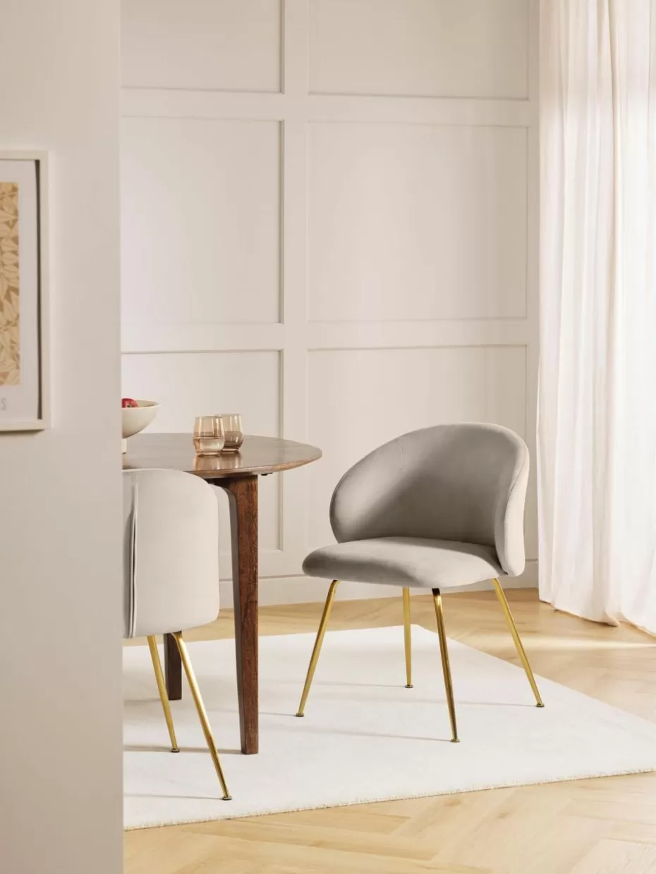 Stühle-Westwing Collection Samt-Polsterstühle Luisa, 2 Stück Samt Hellbeige, Goldfarben glänzend