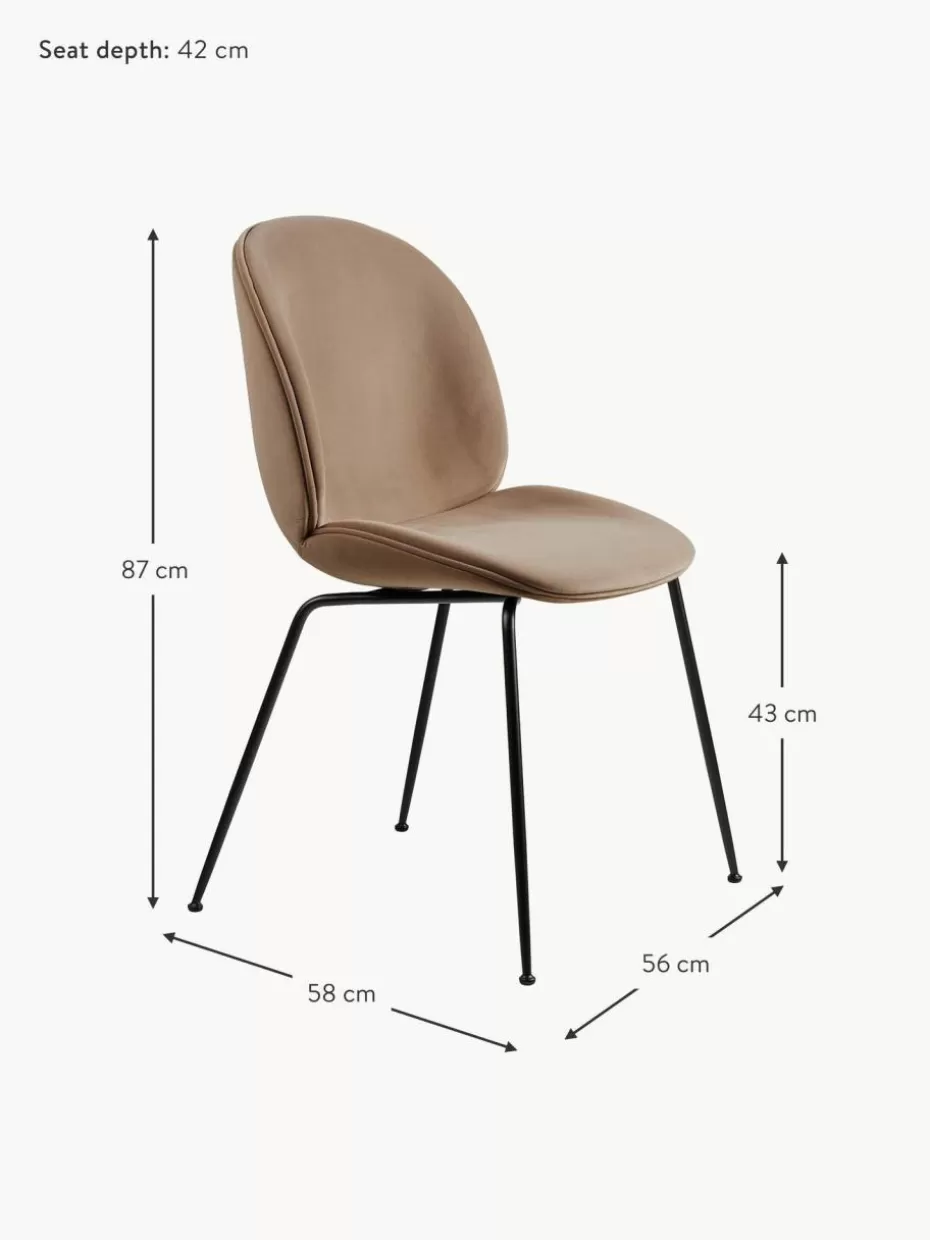 Stühle-GUBI Samt-Polsterstuhl Beetle Samt Beige, Schwarz matt