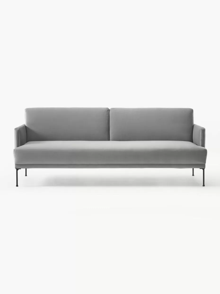 Sofas | Sofaserien-Westwing Collection Samt-Schlafsofa Fluente (3-Sitzer) Samt Grau