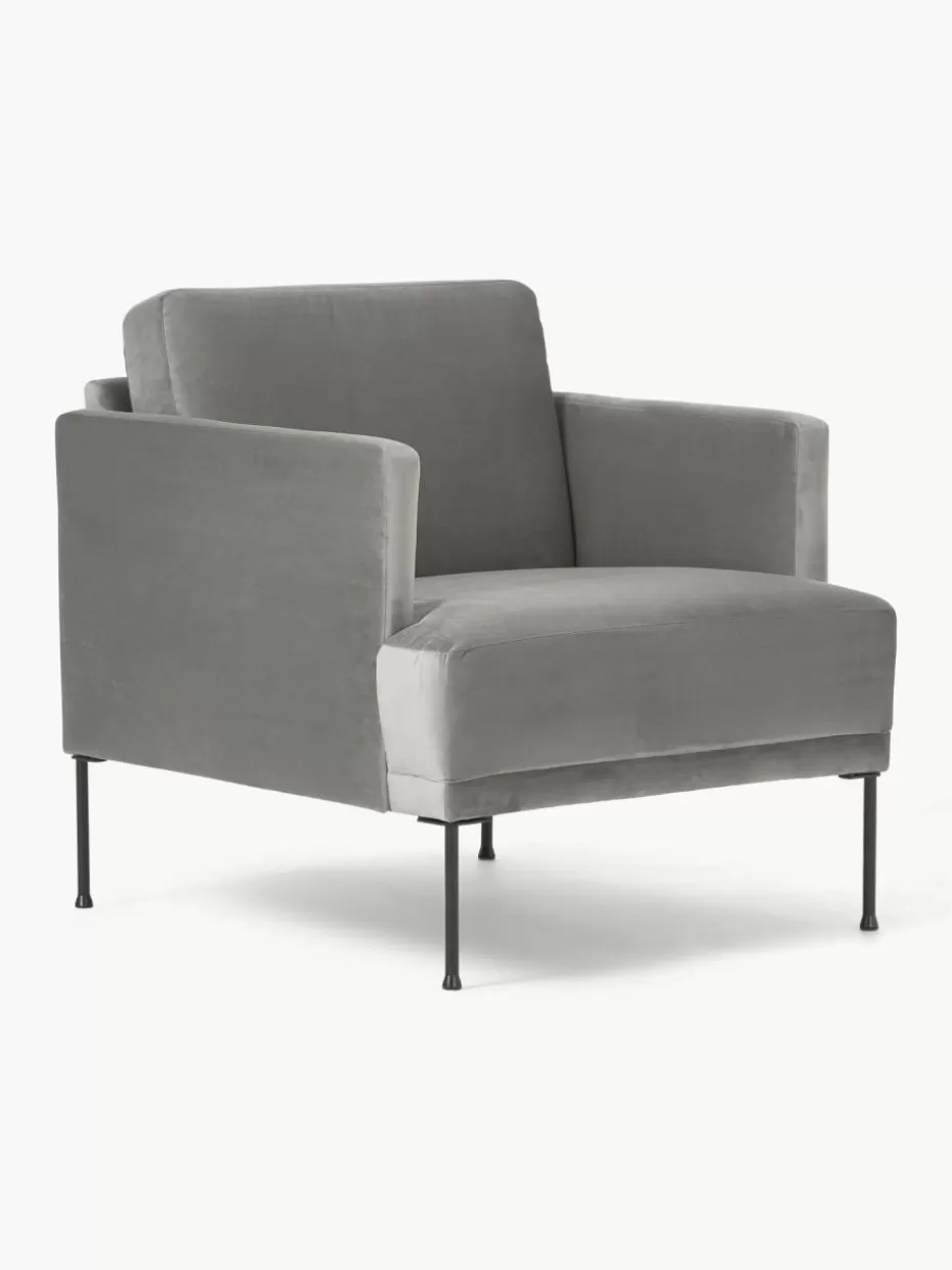 Sessel | Sofaserien-Westwing Collection Samt-Sessel Fluente Samt Grau